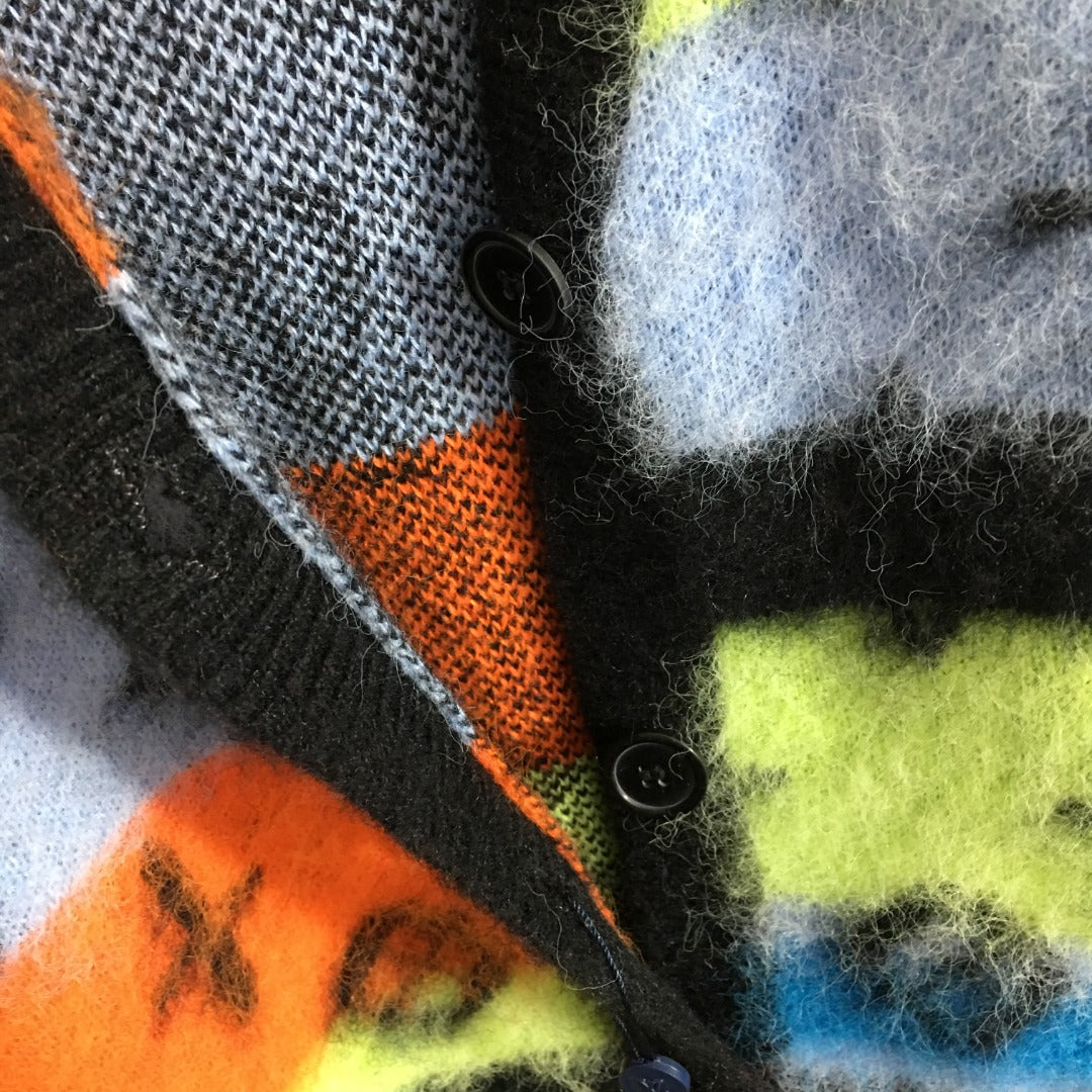 LV* new style monogram logo single-breasted V-neck long-sleeved mohair knitted cardigan jacket