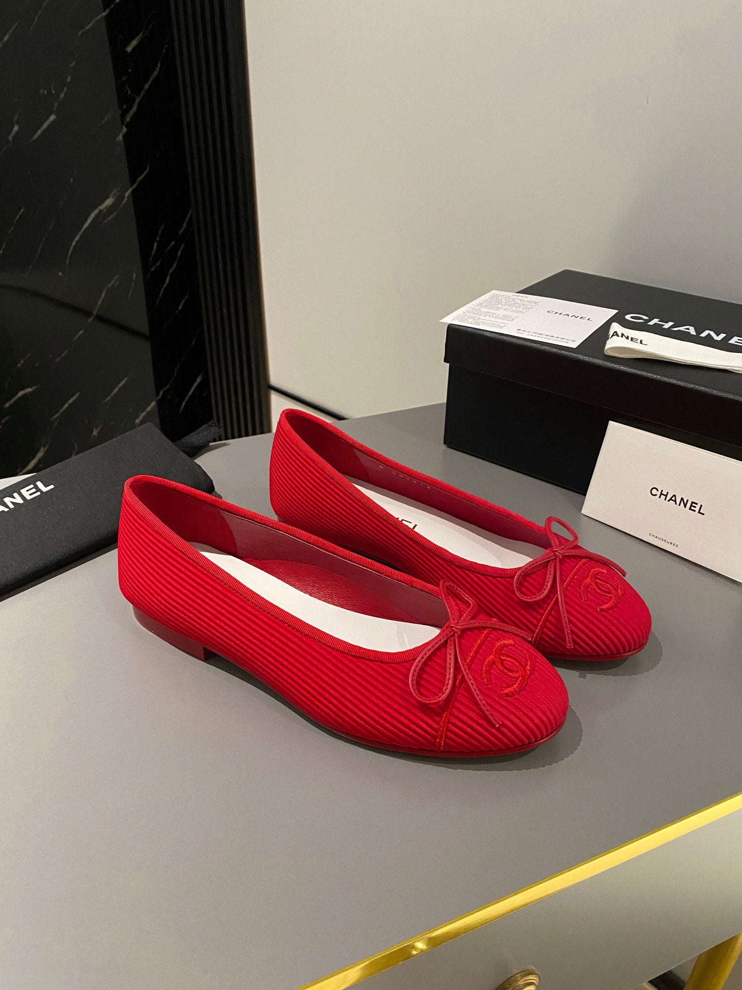 Textured Chanel Classic Ballet Shoes VIP1:1