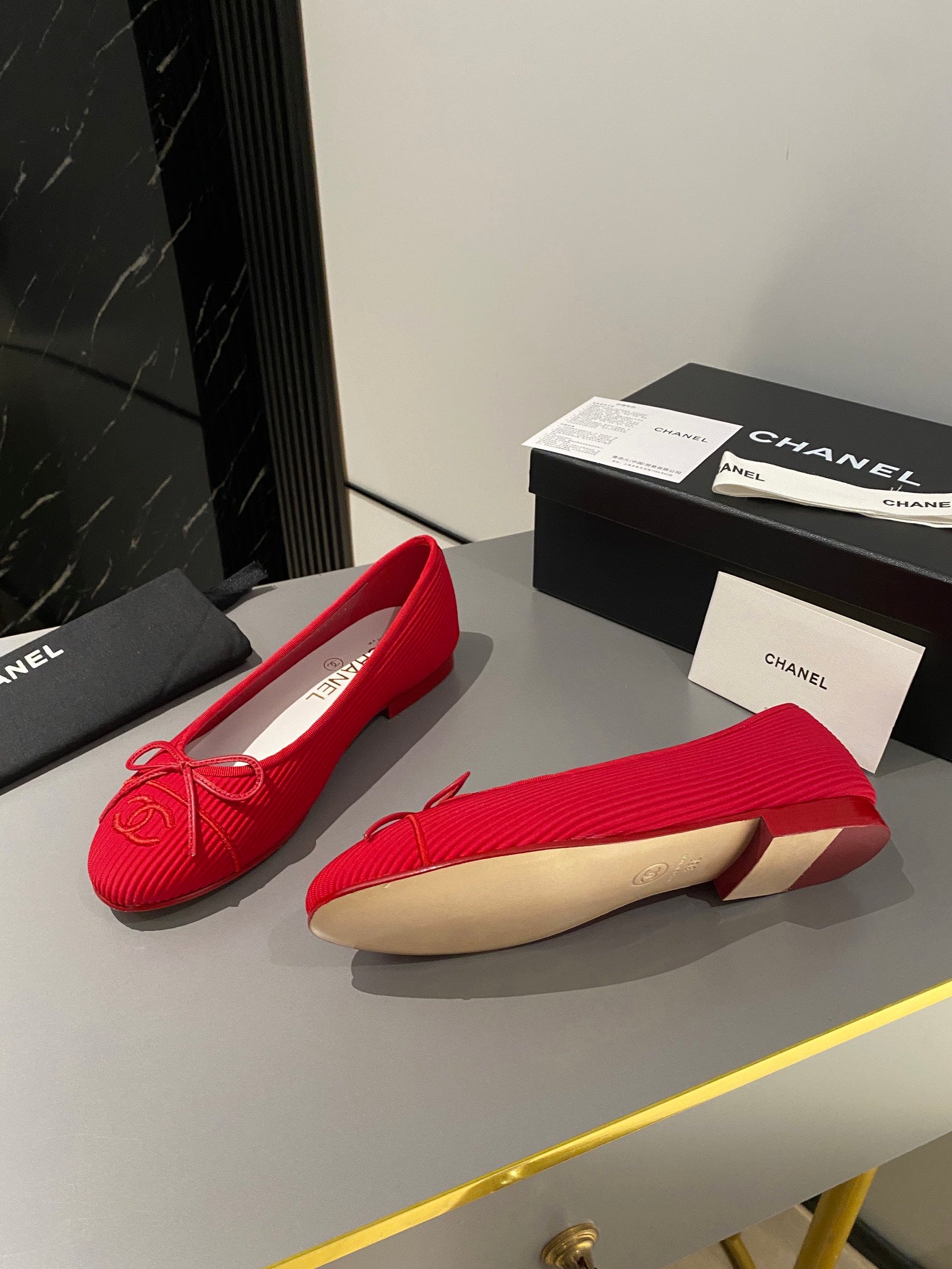 Textured Chanel Classic Ballet Shoes VIP1:1