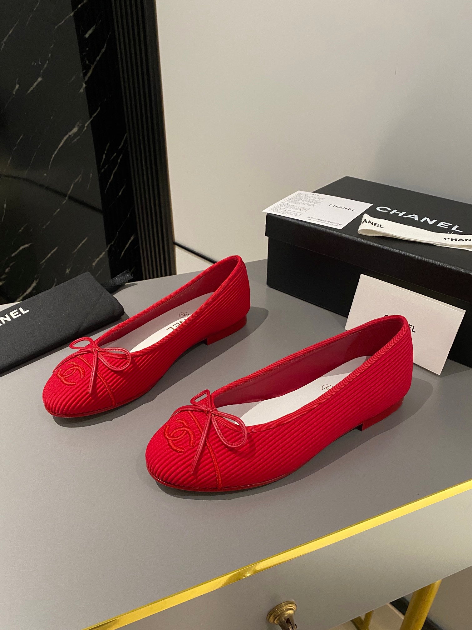 Textured Chanel Classic Ballet Shoes VIP1:1