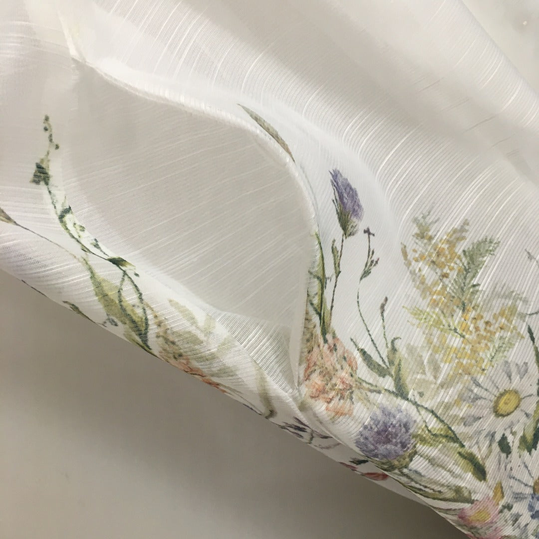 Zimmerma**White Colorful Flower Printed Hem Waist Short Sleeve Dress