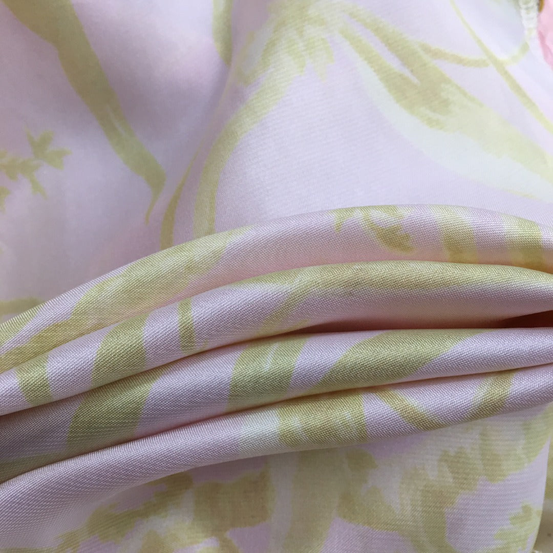 Zimmerma** Yellow Flower Print V-Neck Waist Lantern Long Sleeve Silk Dress