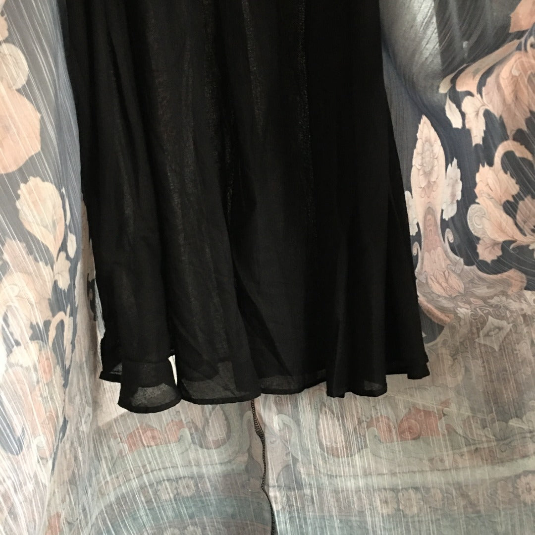 Zimmerma** Retro Flower Print Tie Waist Lantern Long Sleeve Dress, Black