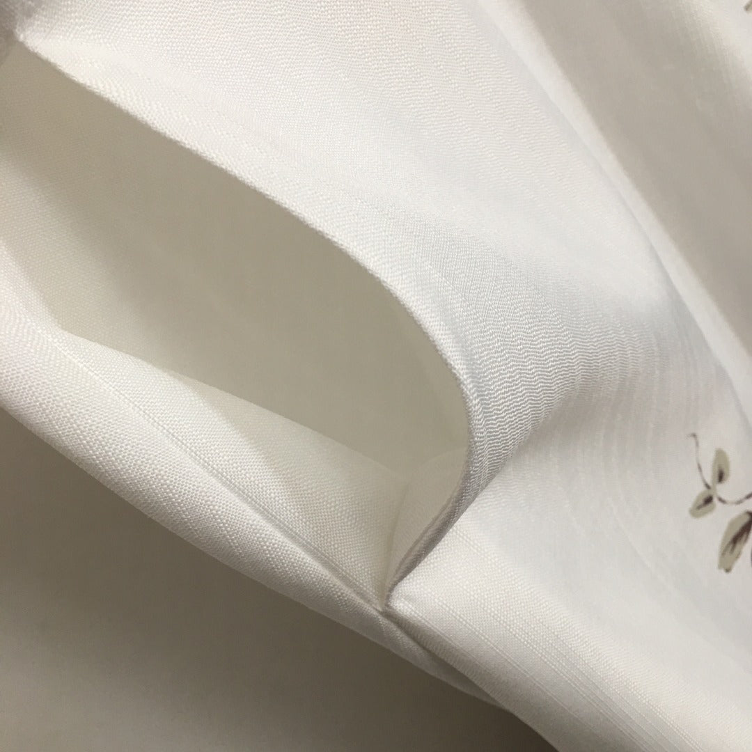 Zim** new elegant floral print custom shell button lantern long sleeve dress with belt, white