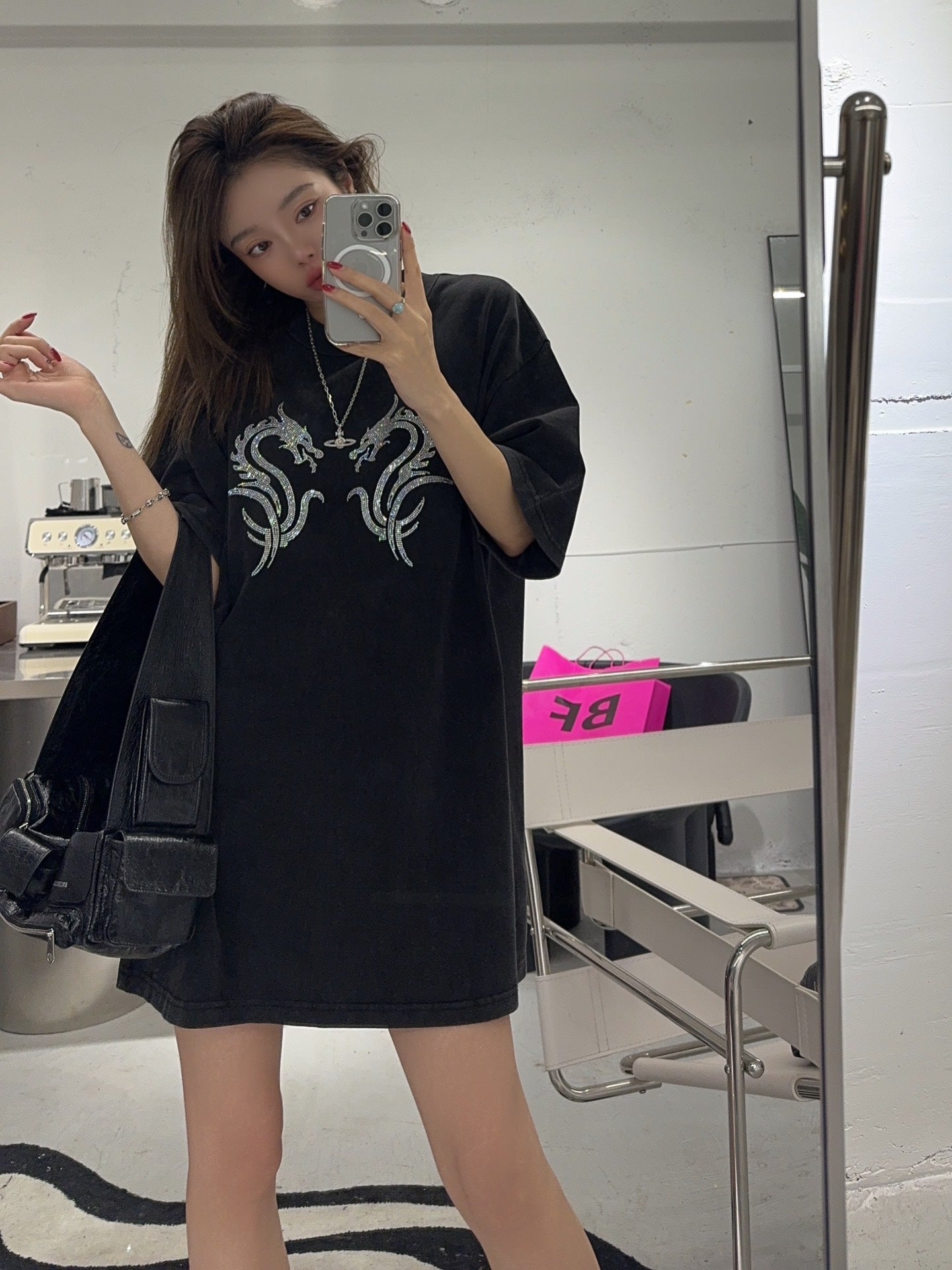 alexanderwa** Dragon 🐉 limited edition new Ssangyong hot diamond heavy washing short-sleeved T-shirt