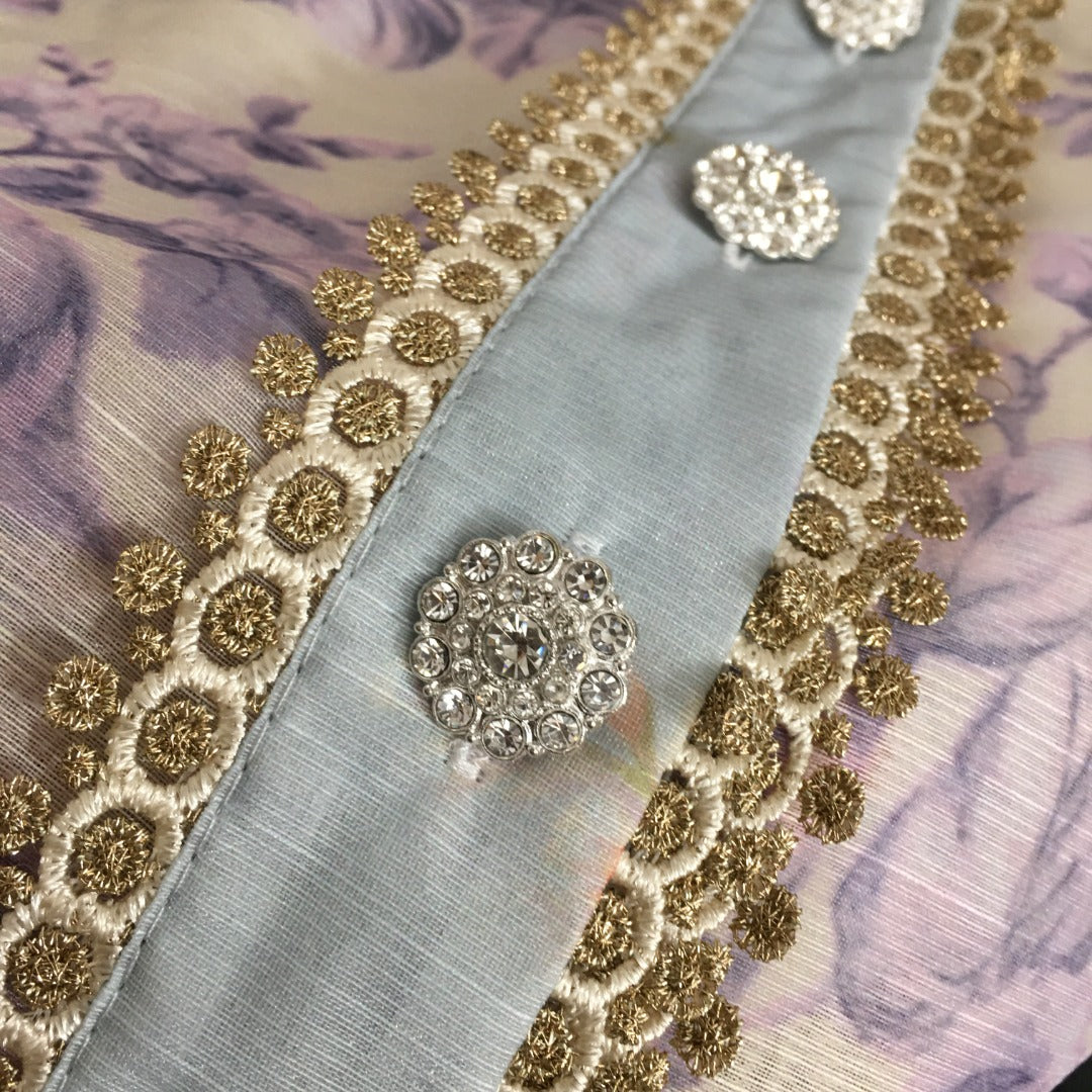 ZIM****-New suit, diamond button lace lapel long-sleeved shirt + lace short skirt