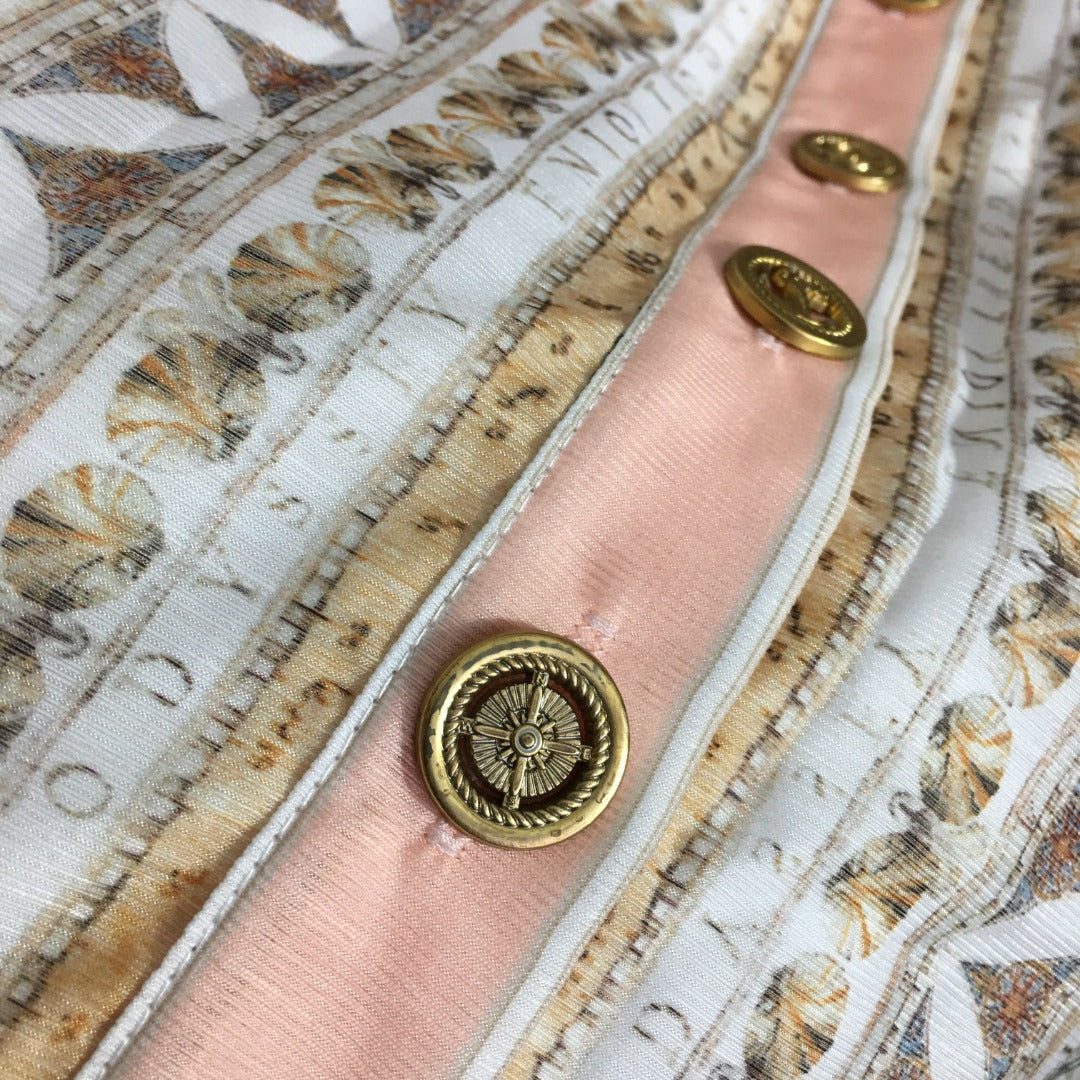 ZIM**** new suit, world map retro print lapel bubble long sleeve top + custom single-breasted high waist skirt,