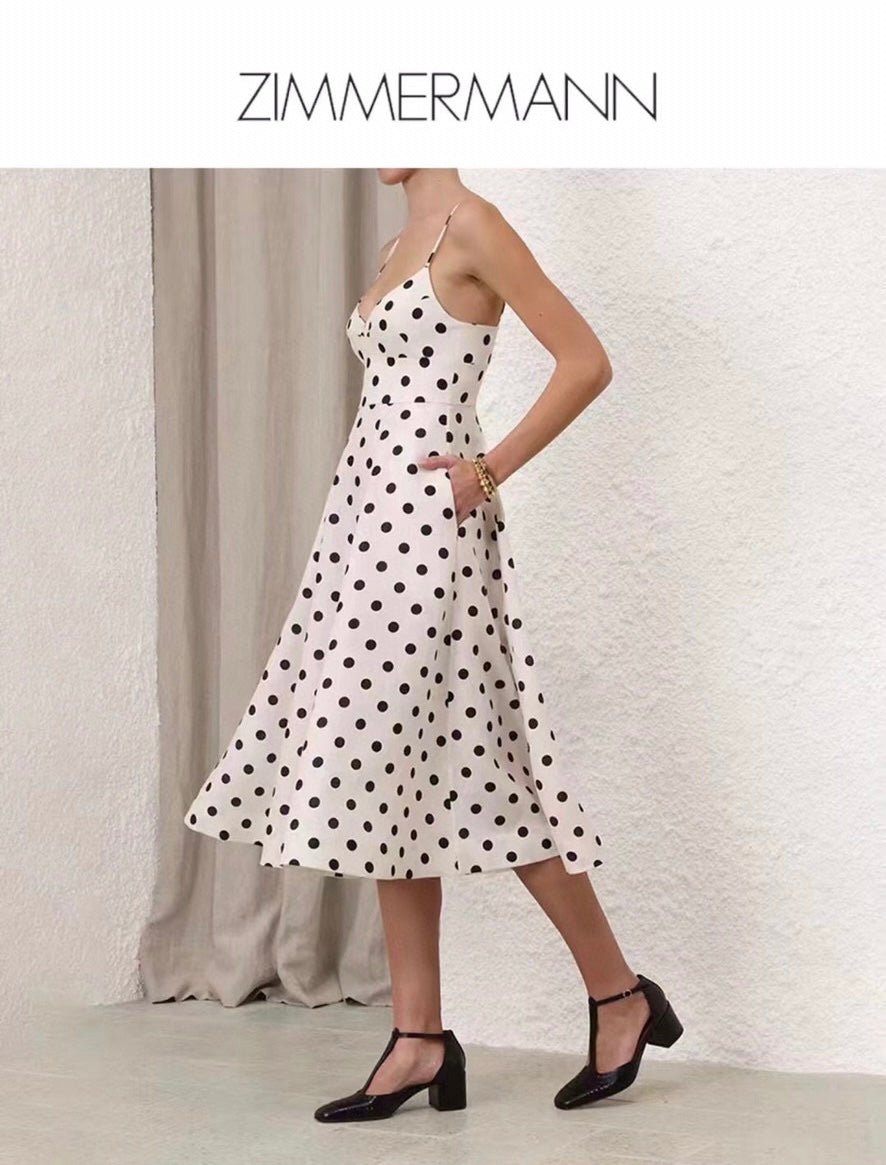 ZIM**** new suit, polka dot print suspender dress