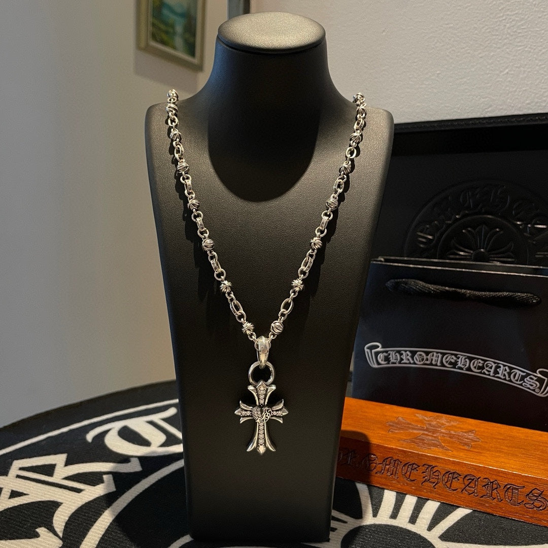 Chrome He**Classic Vintage Necklace Cross Pendant