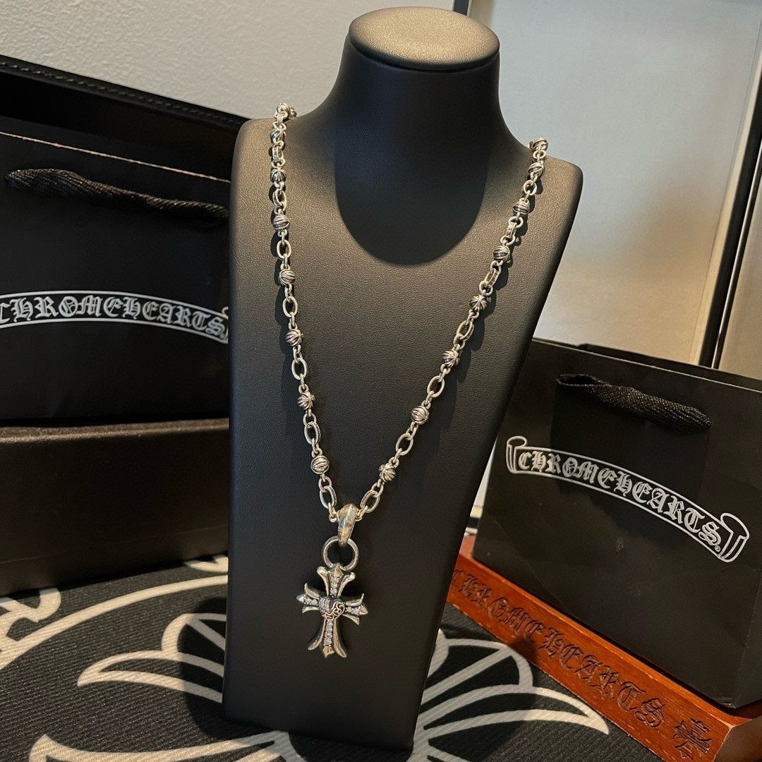 Chrome He**Classic Vintage Necklace Cross Pendant