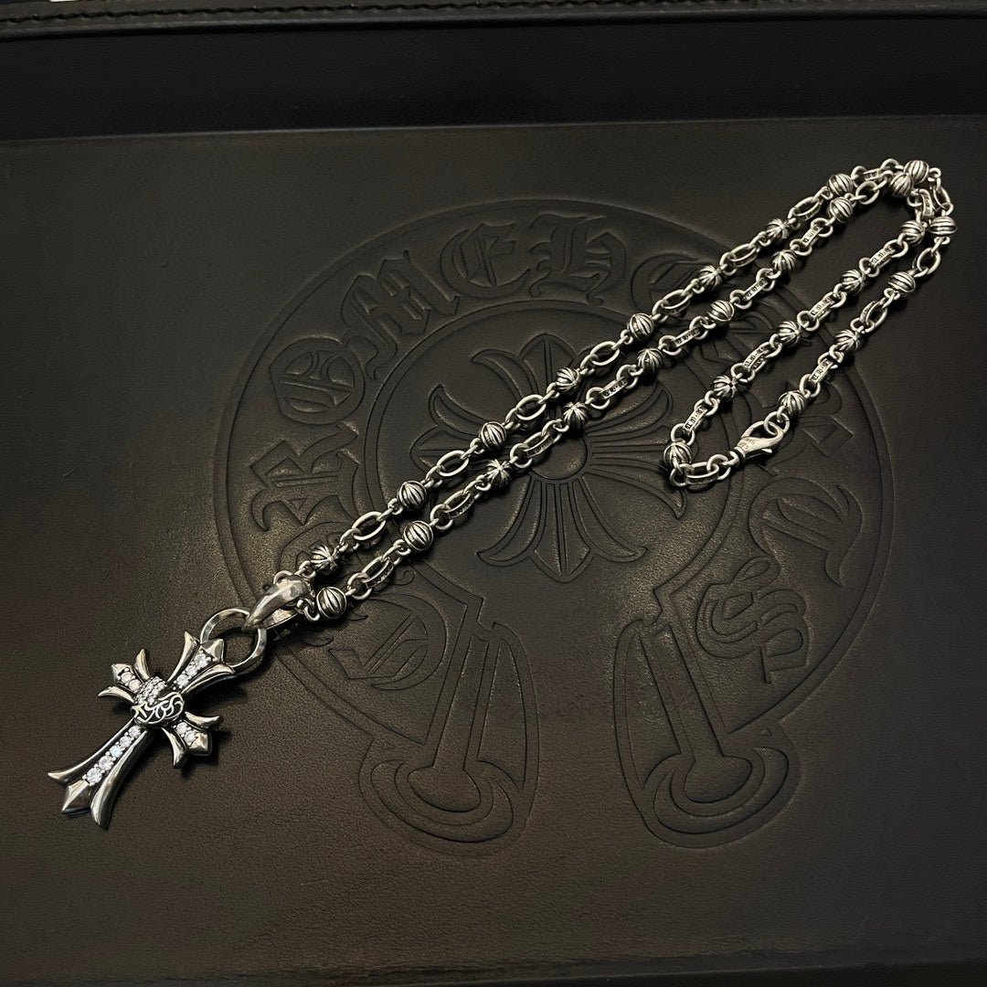 Chrome He**Classic Vintage Necklace Cross Pendant