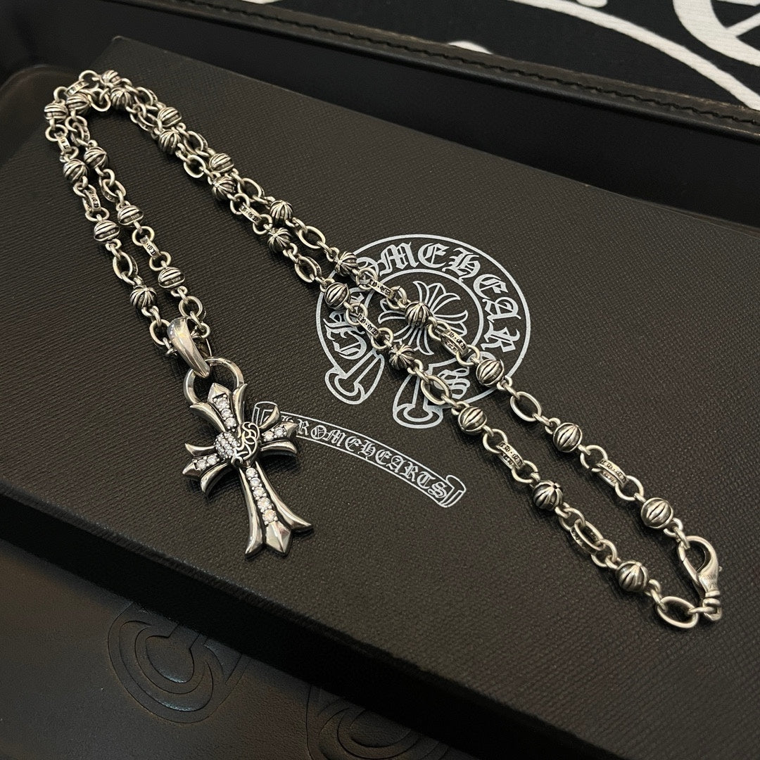 Chrome He**Classic Vintage Necklace Cross Pendant