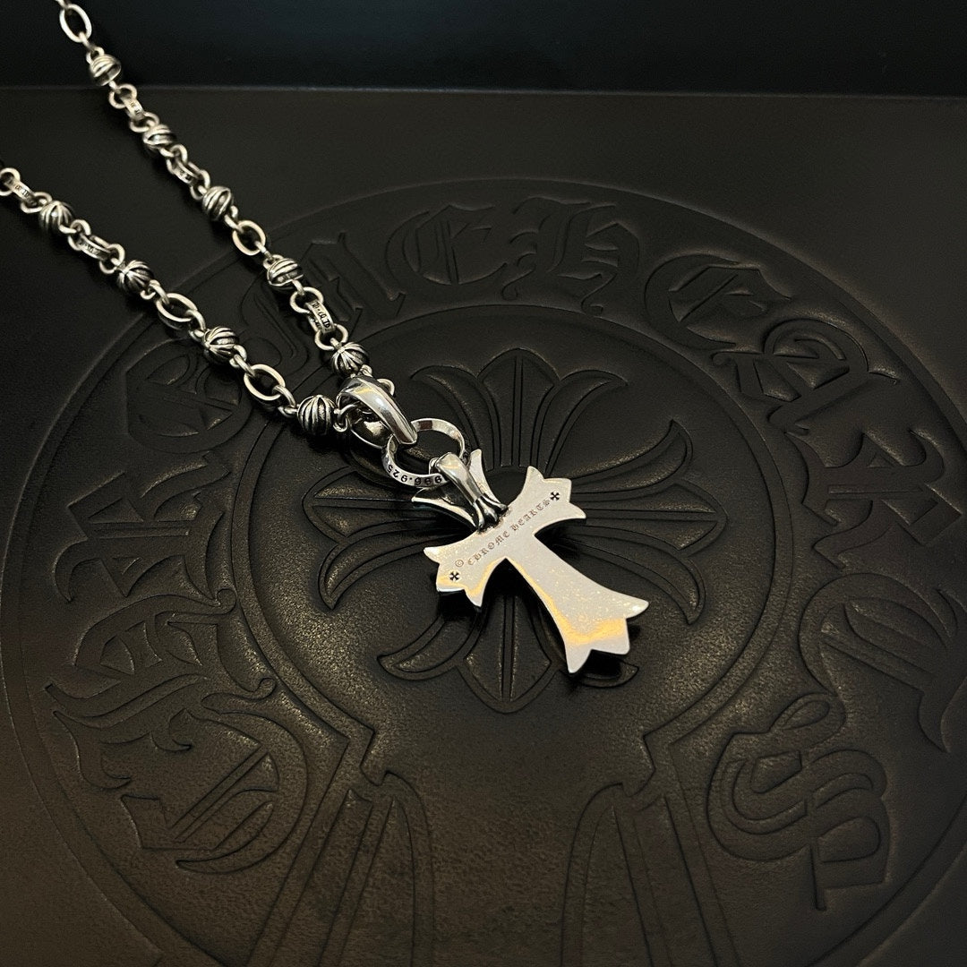 Chrome He**Classic Vintage Necklace Cross Pendant