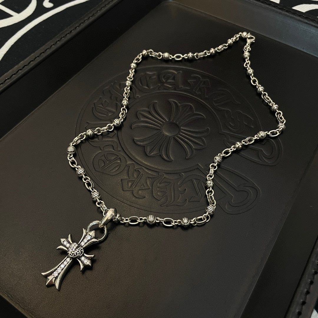 Chrome He**Classic Vintage Necklace Cross Pendant