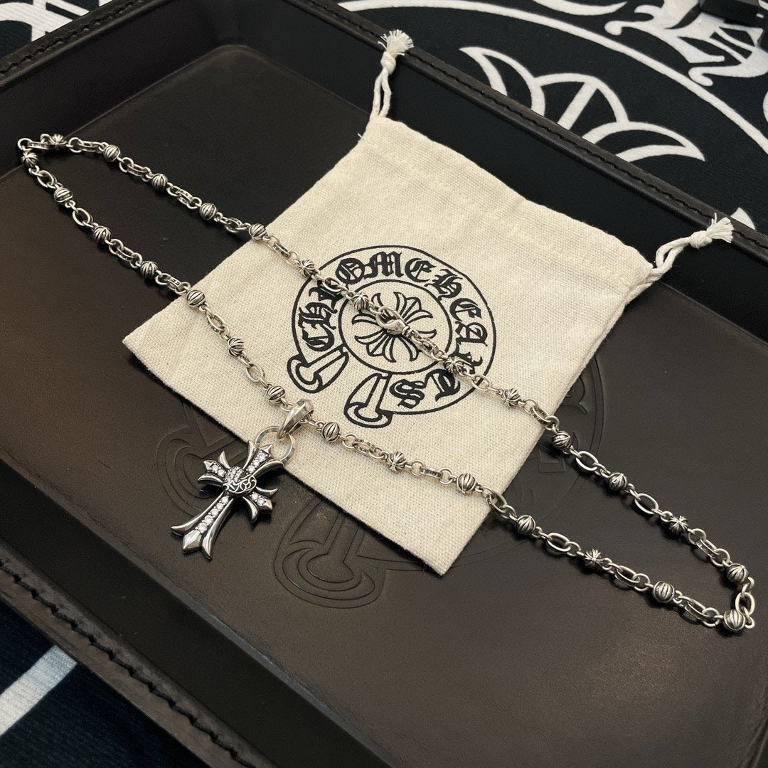 Chrome He**Classic Vintage Necklace Cross Pendant