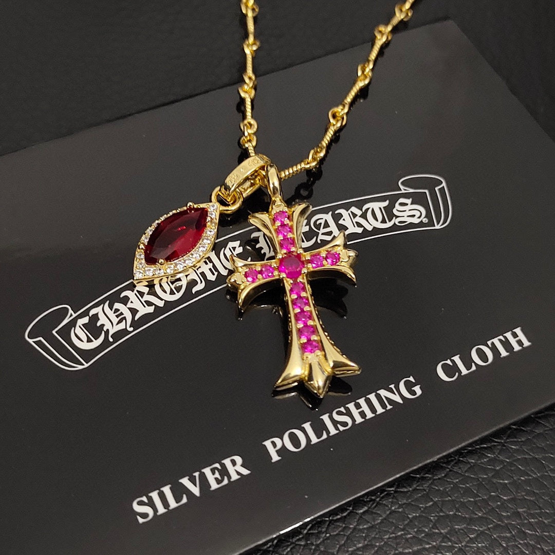 Chrome He** Classic Cross Necklace