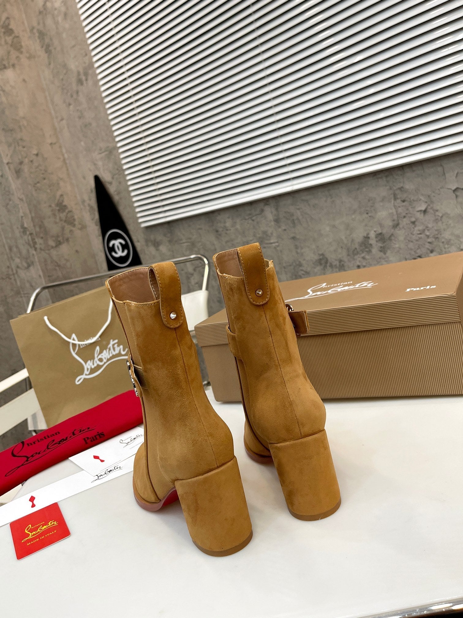 Christi** Loubout** new leather thick-heeled thick-soled boots VIP1:1