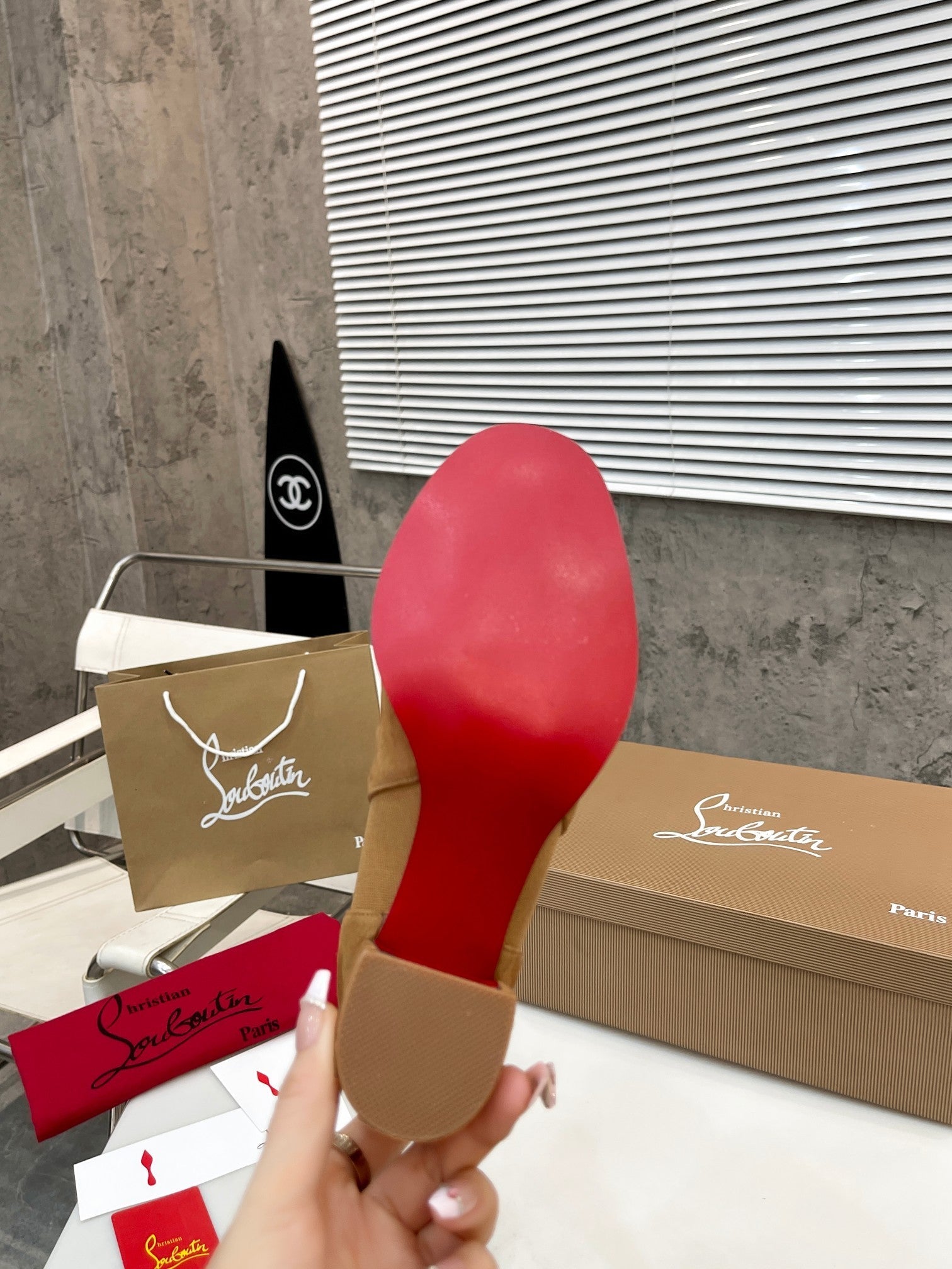 Christi** Loubout** new leather thick-heeled thick-soled boots VIP1:1