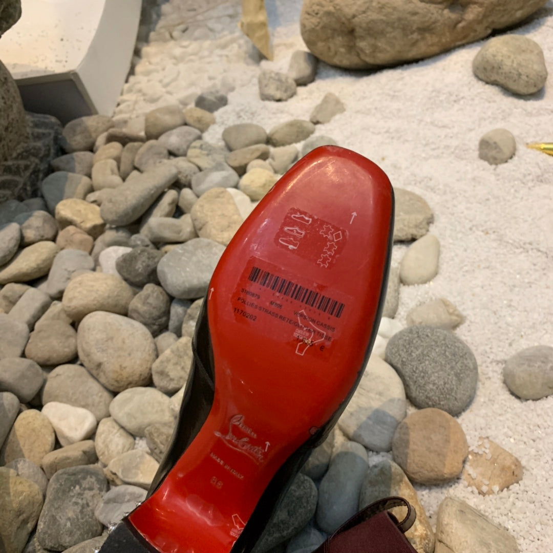 Christi** Loubout** New Square Heel Rivet Chelsea Ankle Boots VIP1:1