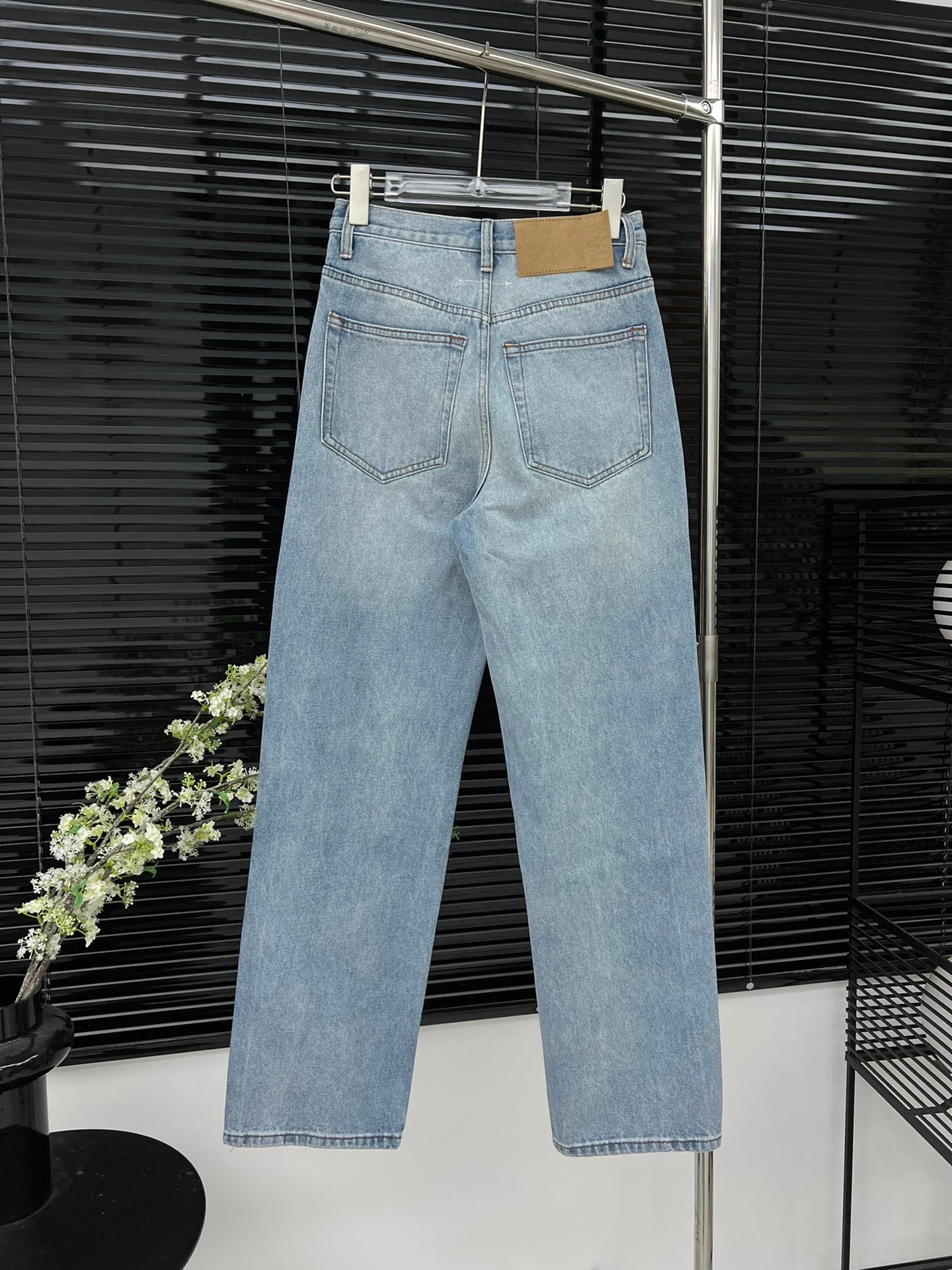 Mm6 ripped asymmetric straight pants