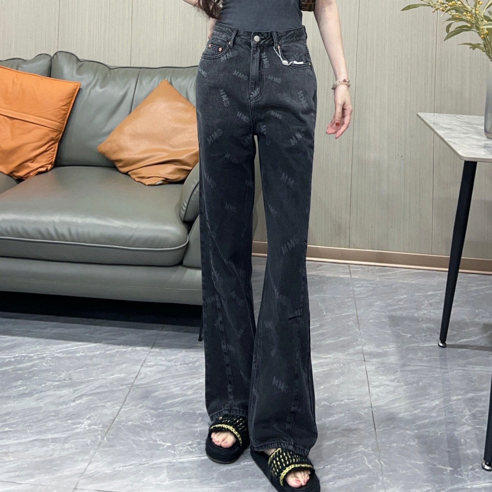 MM6 front and back gradient full print trousers