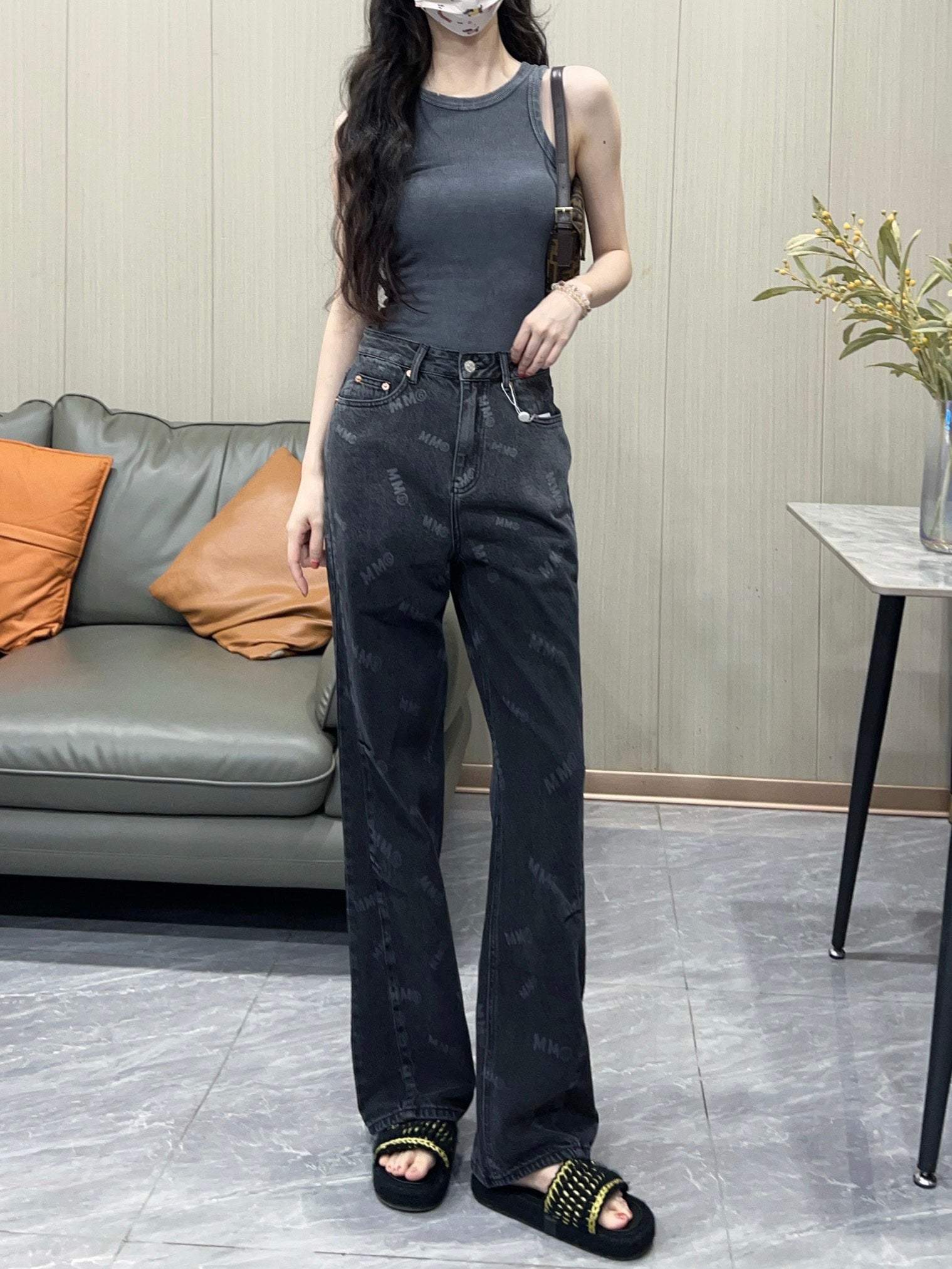 MM6 front and back gradient full print trousers