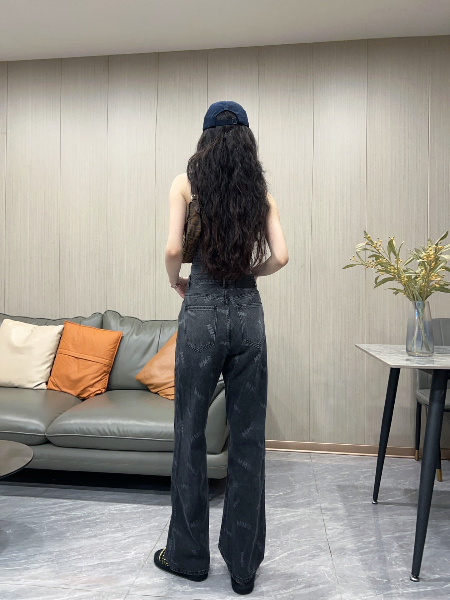 MM6 front and back gradient full print trousers