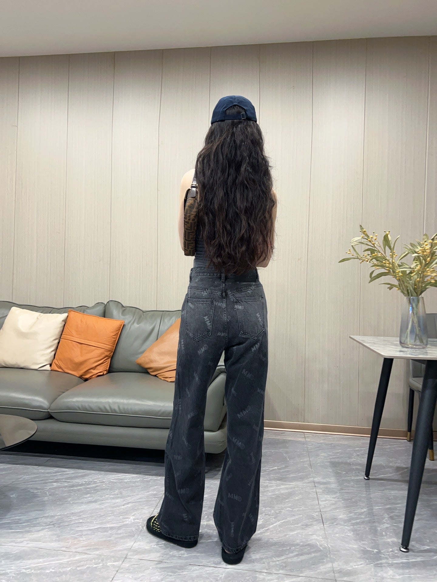 MM6 front and back gradient full print trousers