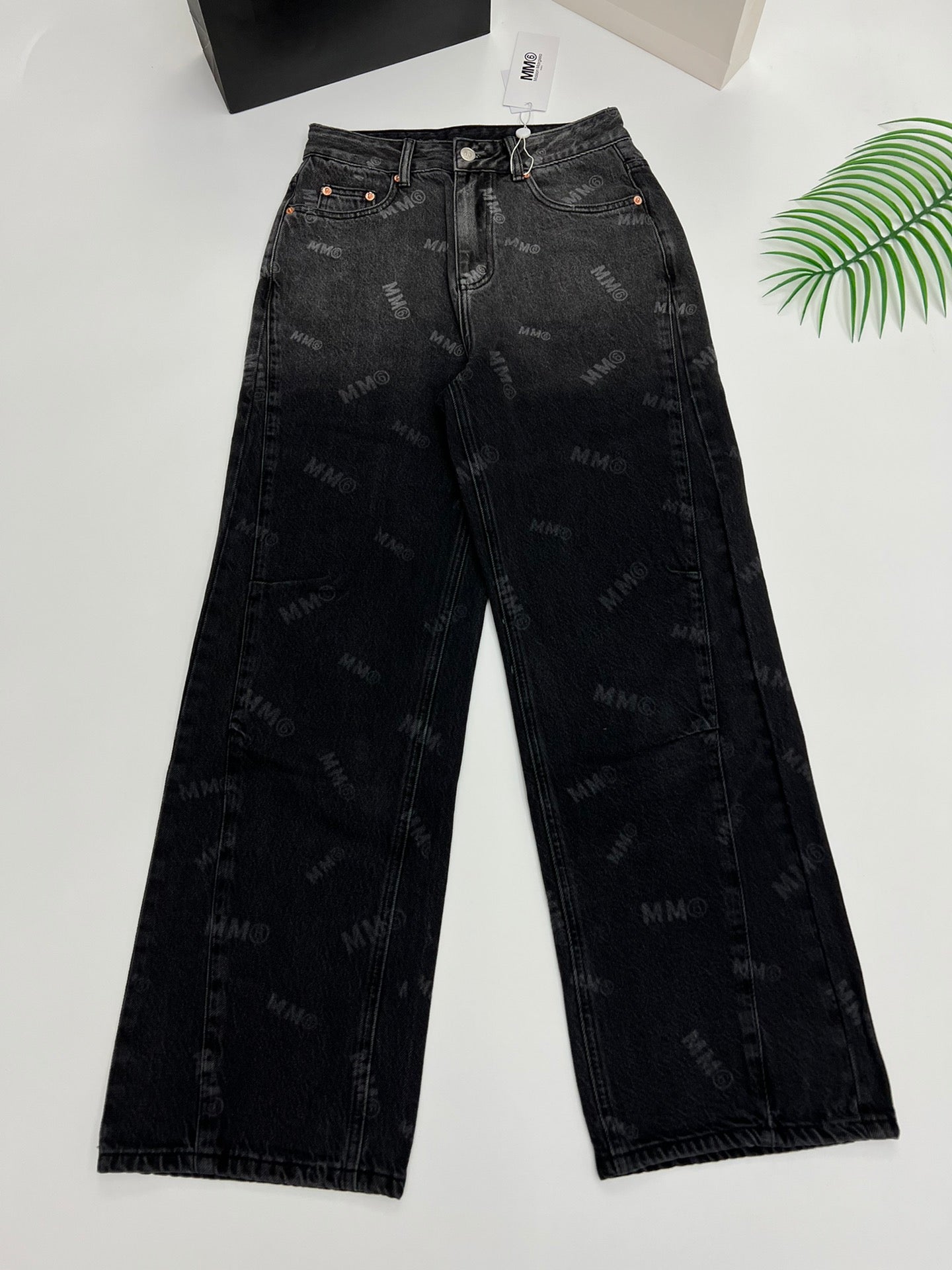 MM6 front and back gradient full print trousers