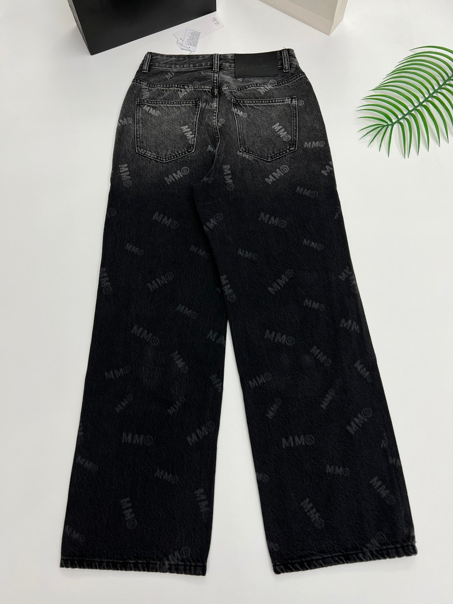 MM6 front and back gradient full print trousers