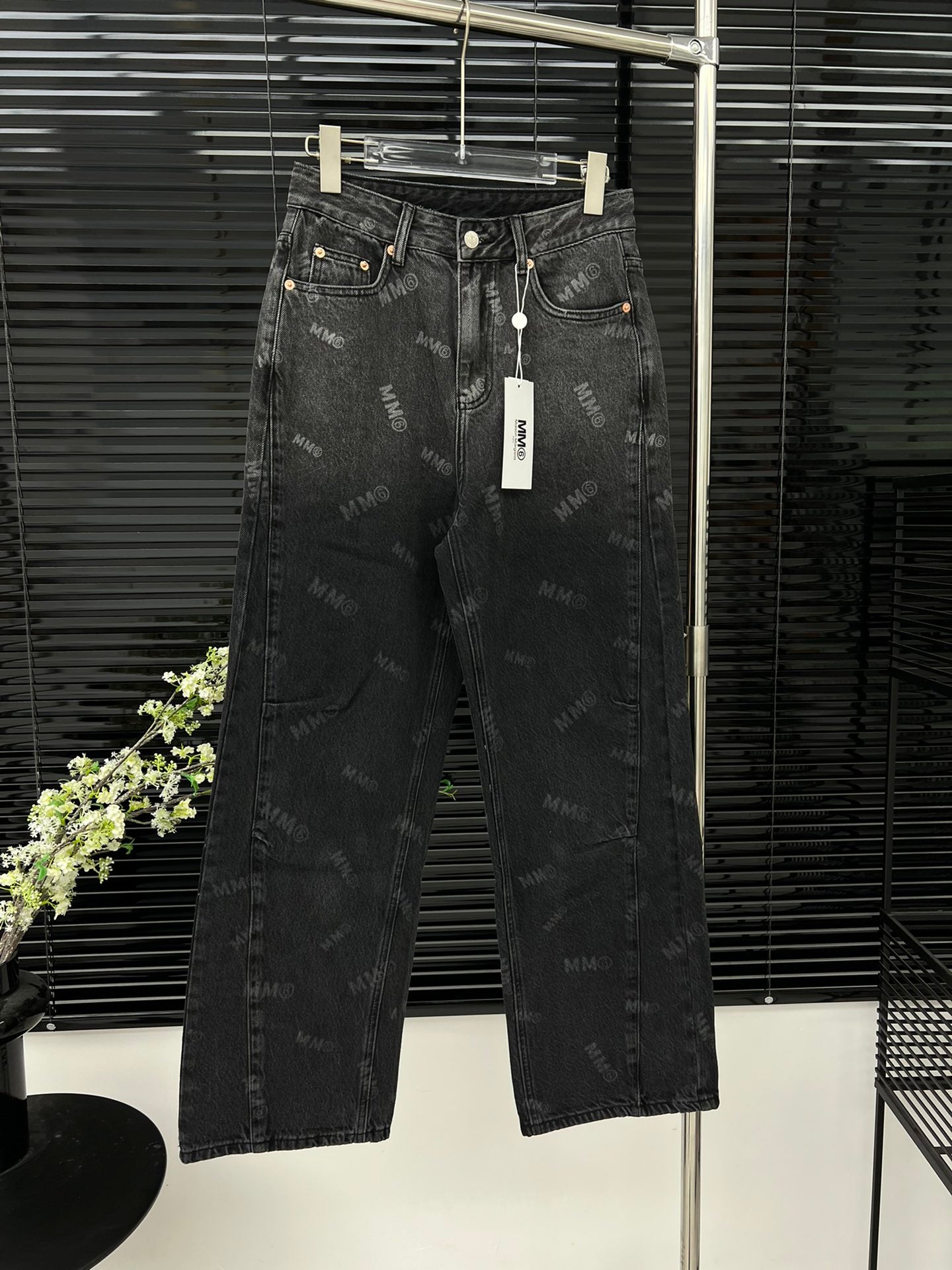 MM6 front and back gradient full print trousers