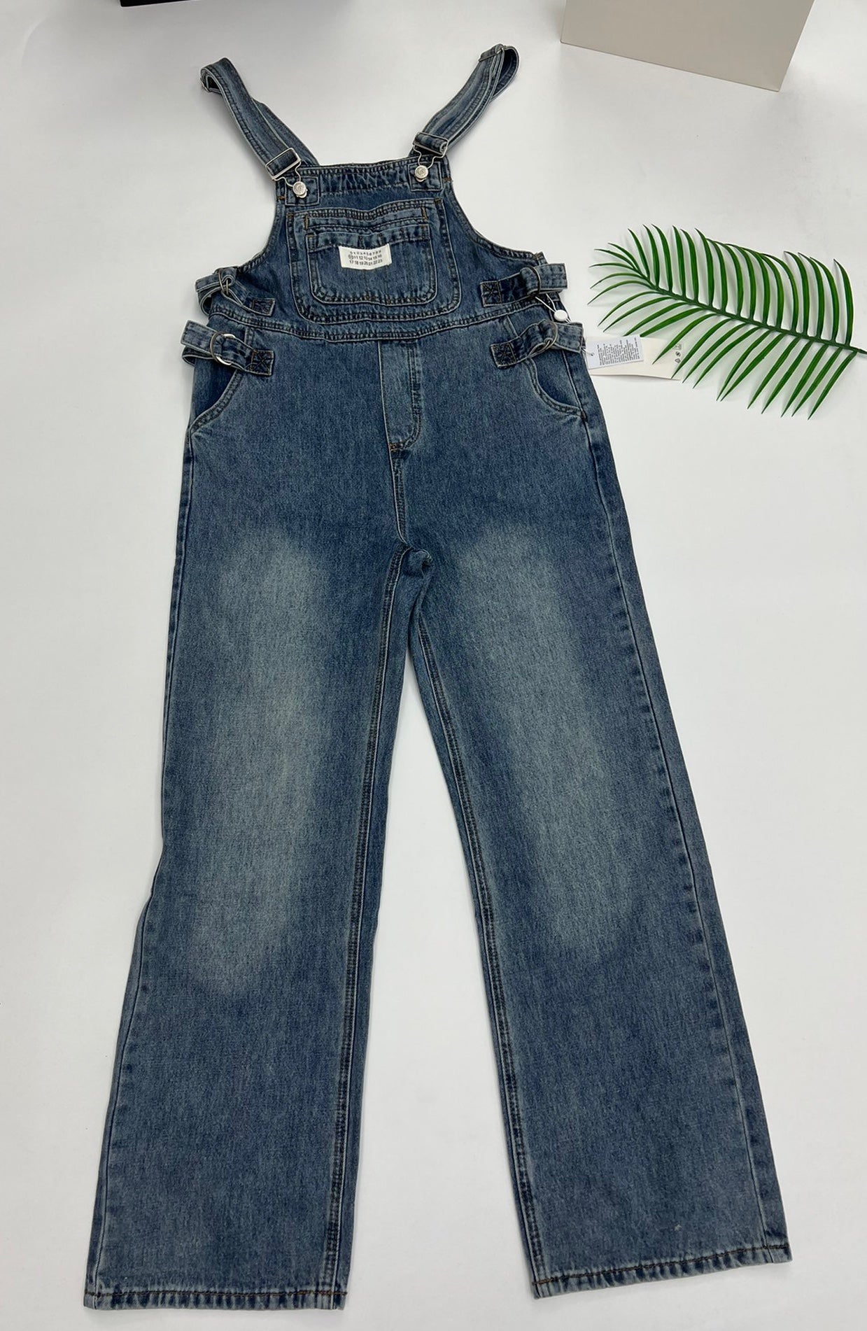 Mm6 waist buckle age-reducing overalls denim trousers