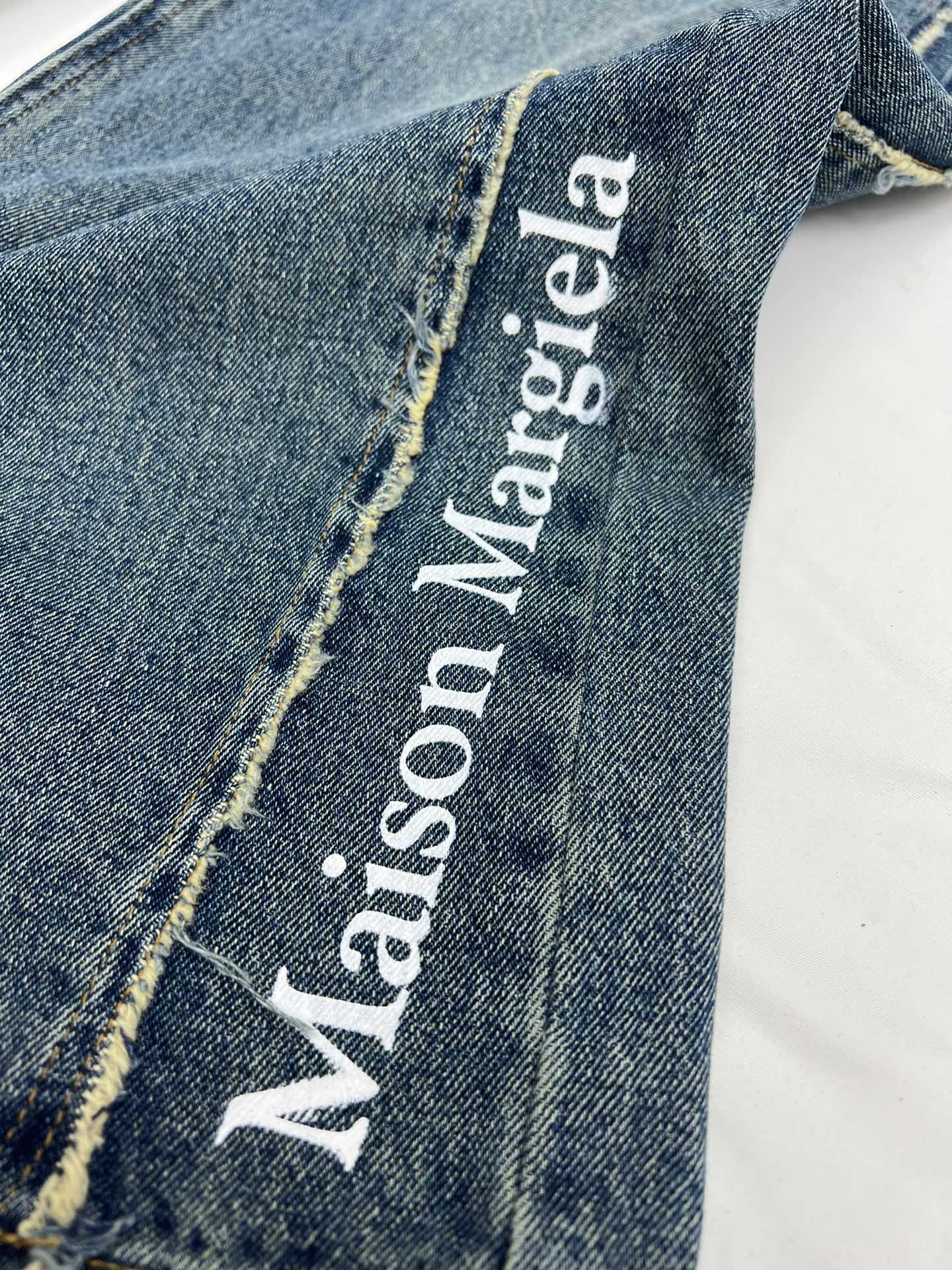 Mm6 retro trouser leg print letter high waist wide leg pants