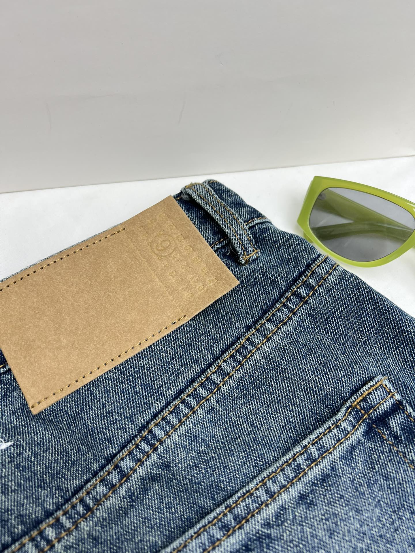 Mm6 retro trouser leg print letter high waist wide leg pants