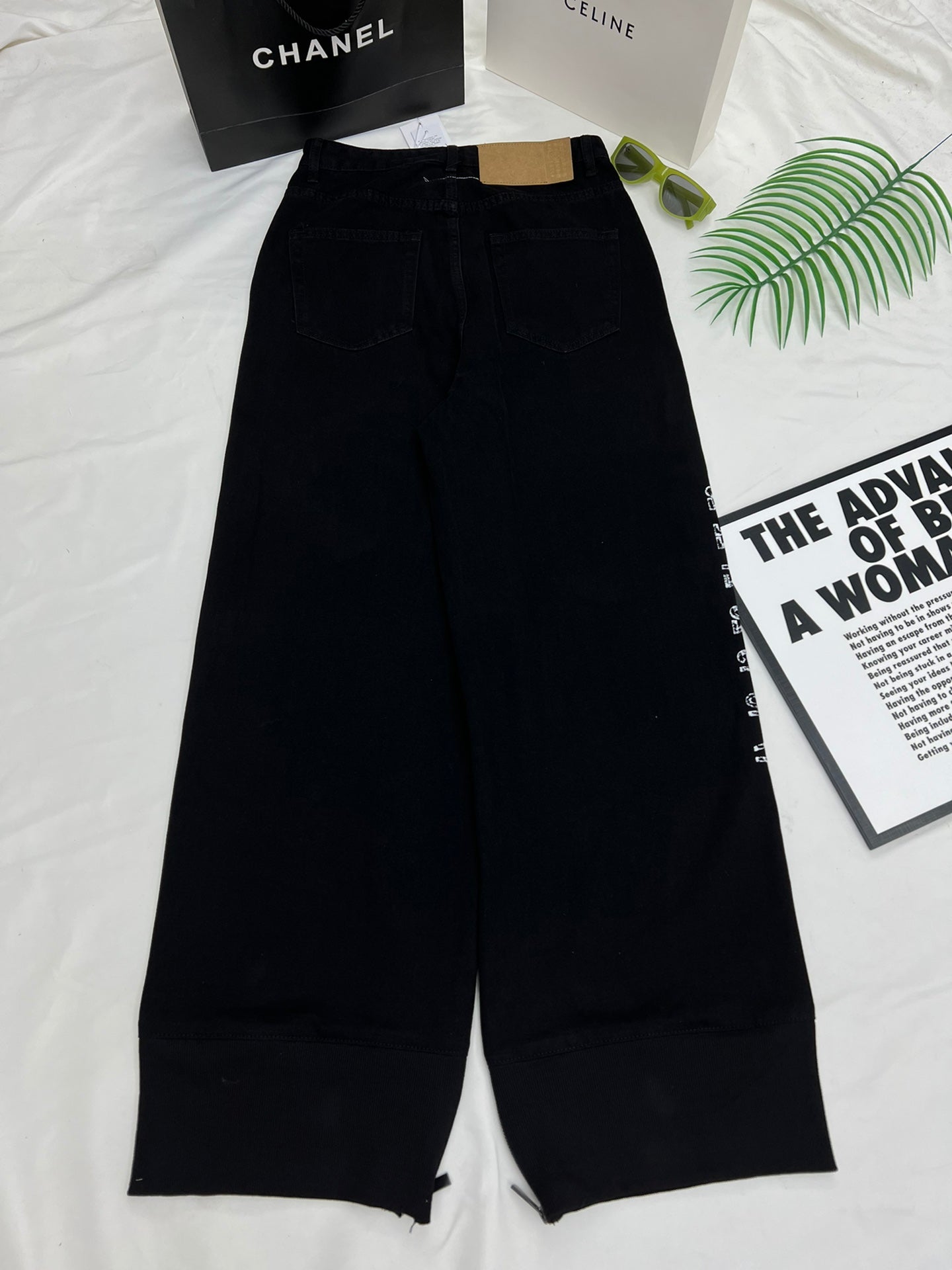 MM6 side printed letter patchwork trousers