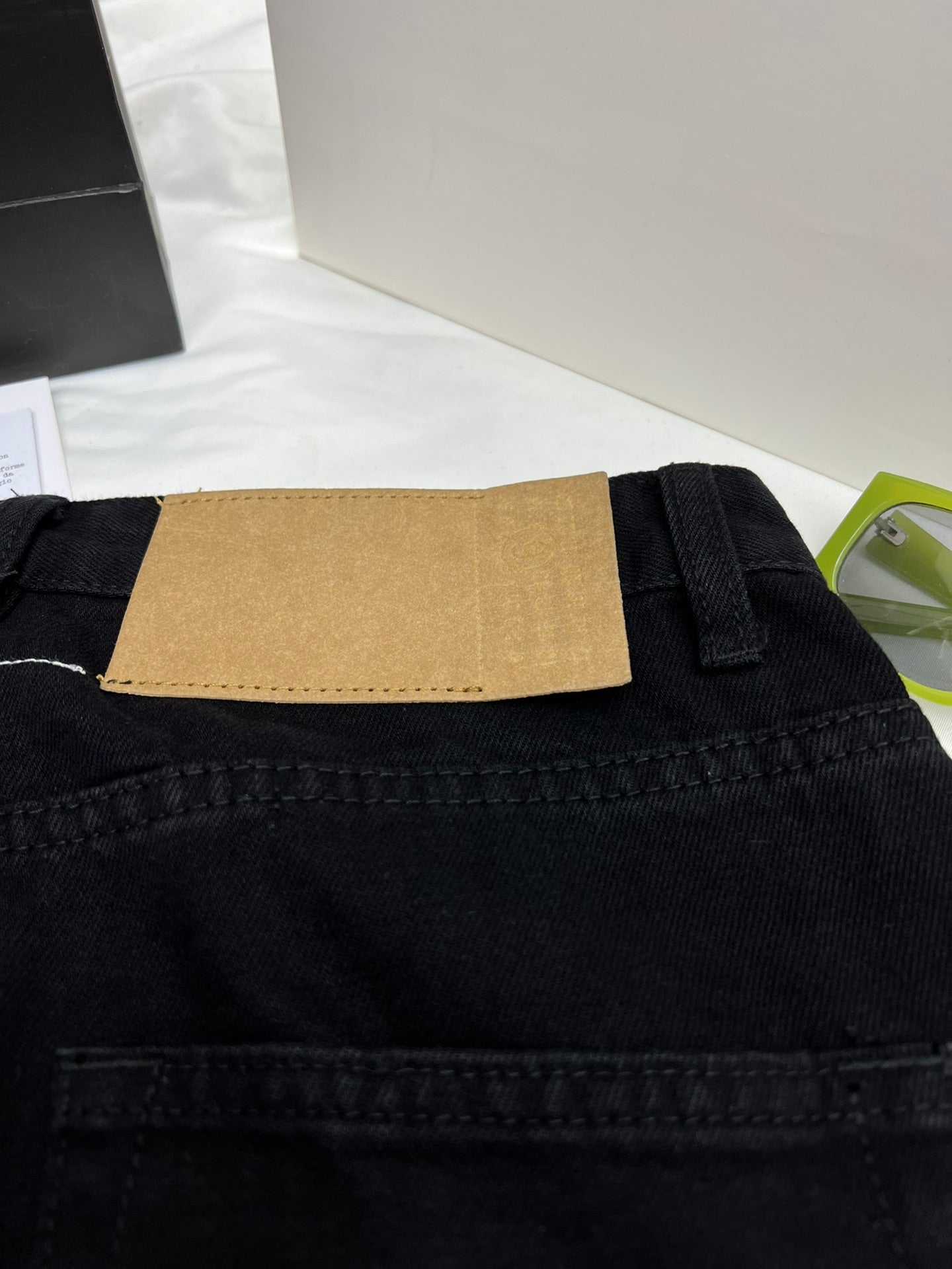 MM6 side printed letter patchwork trousers