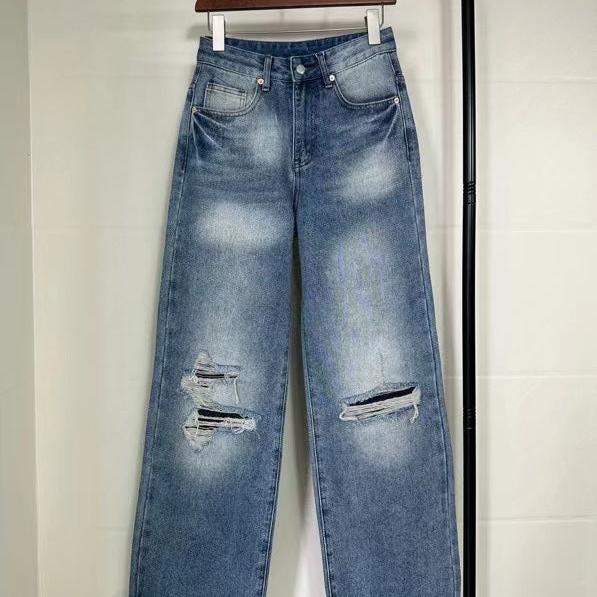 MM6 Margiela ripped back pocket embroidered trousers