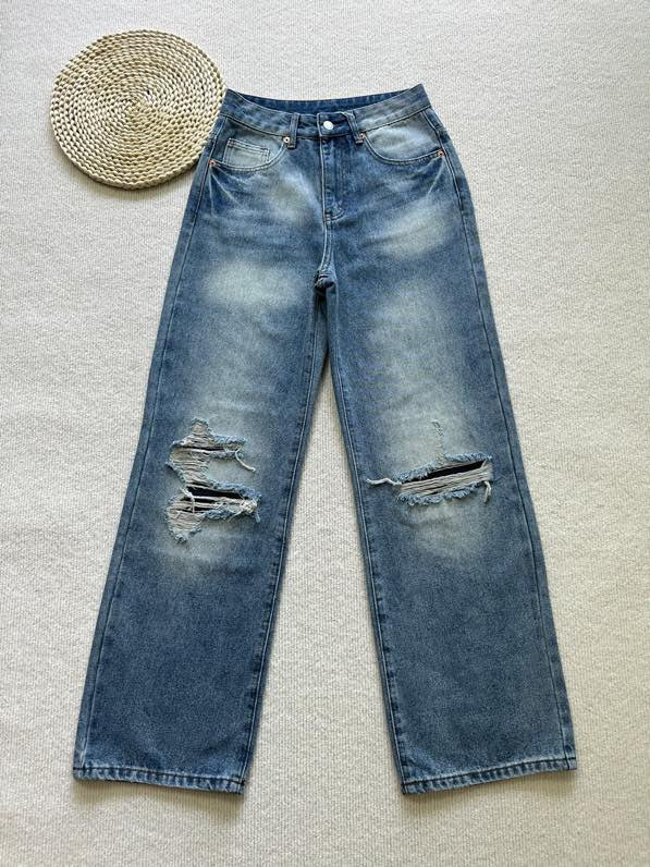 MM6 Margiela ripped back pocket embroidered trousers