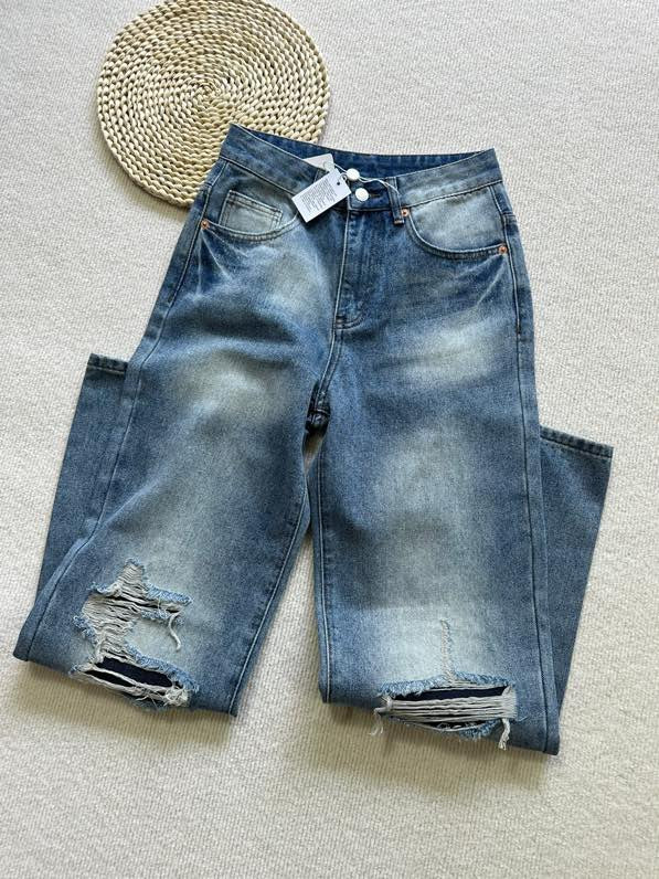 MM6 Margiela ripped back pocket embroidered trousers