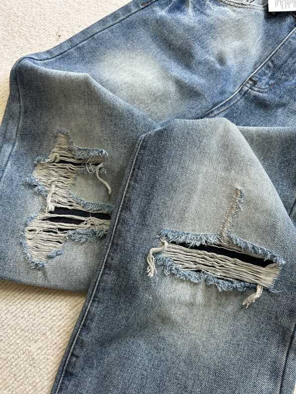 MM6 Margiela ripped back pocket embroidered trousers