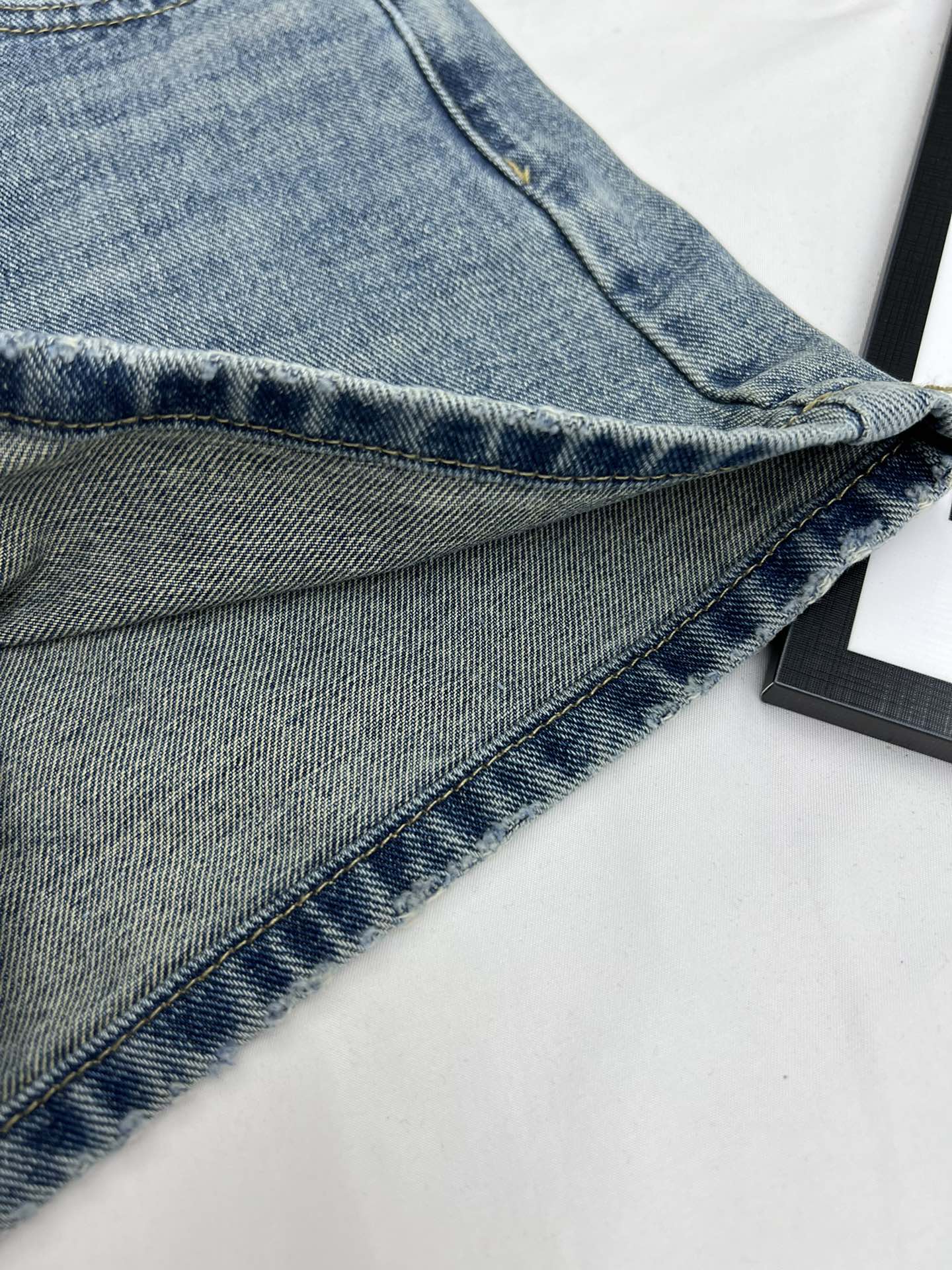 Margiela back pocket red embroidered number shorts