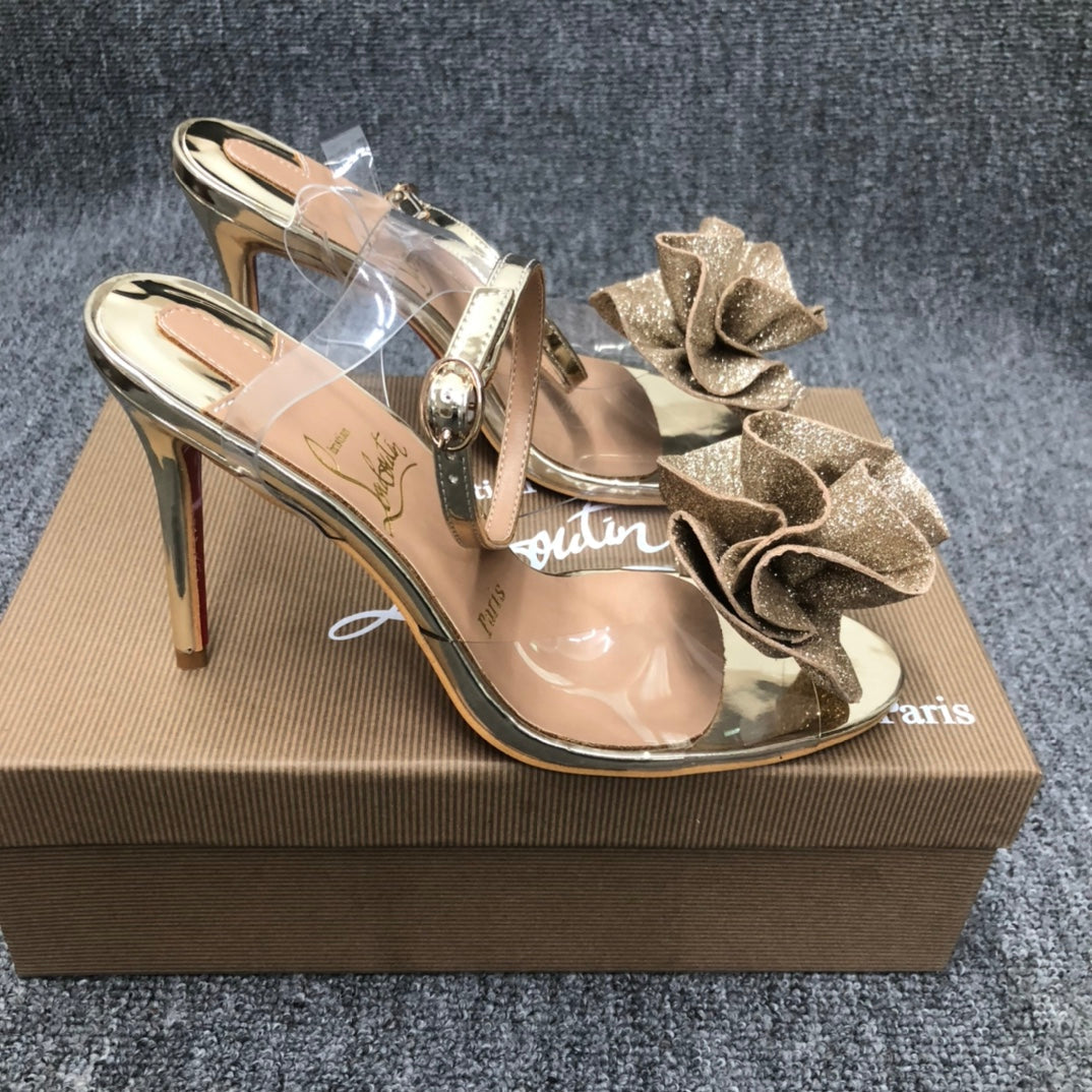Christia** Loubout** flower high heels