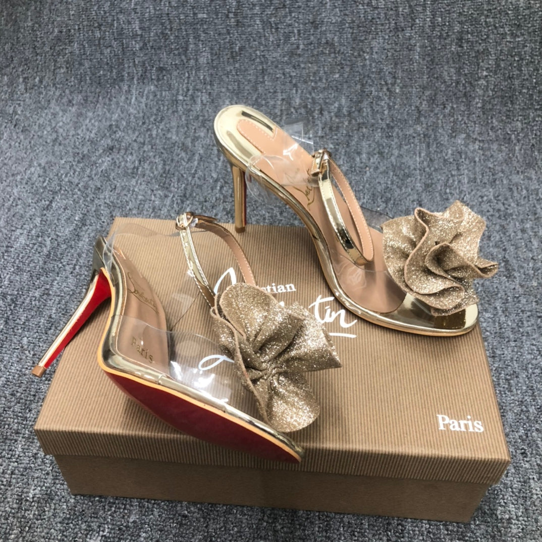 Christia** Loubout** flower high heels