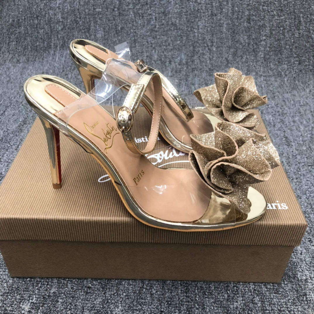 Christia** Loubout** flower high heels