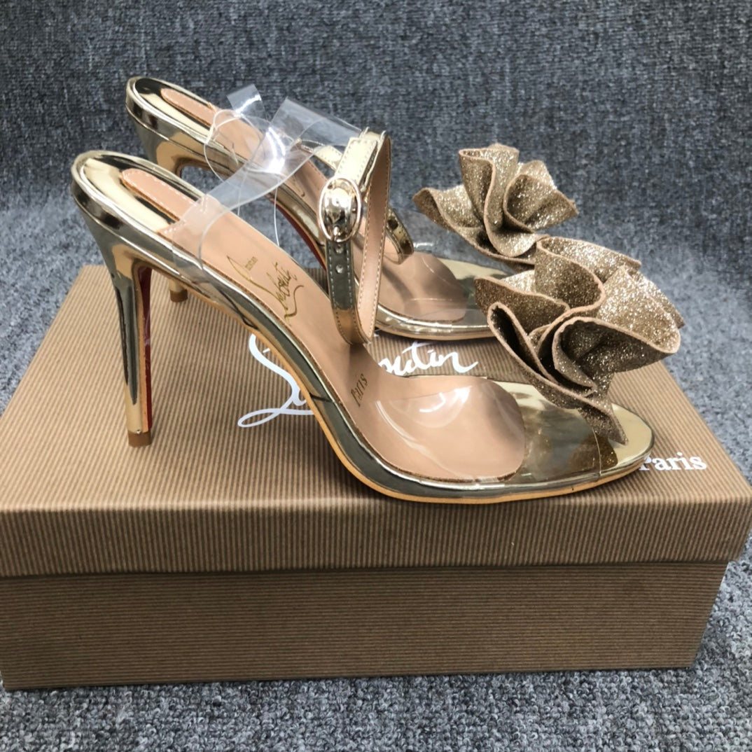 Christia** Loubout** flower high heels