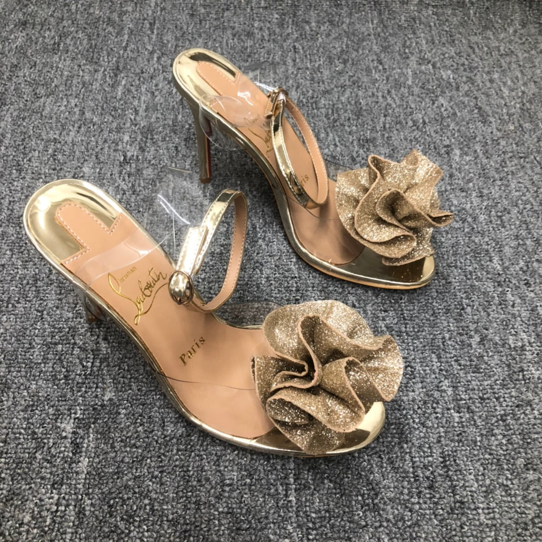 Christia** Loubout** flower high heels