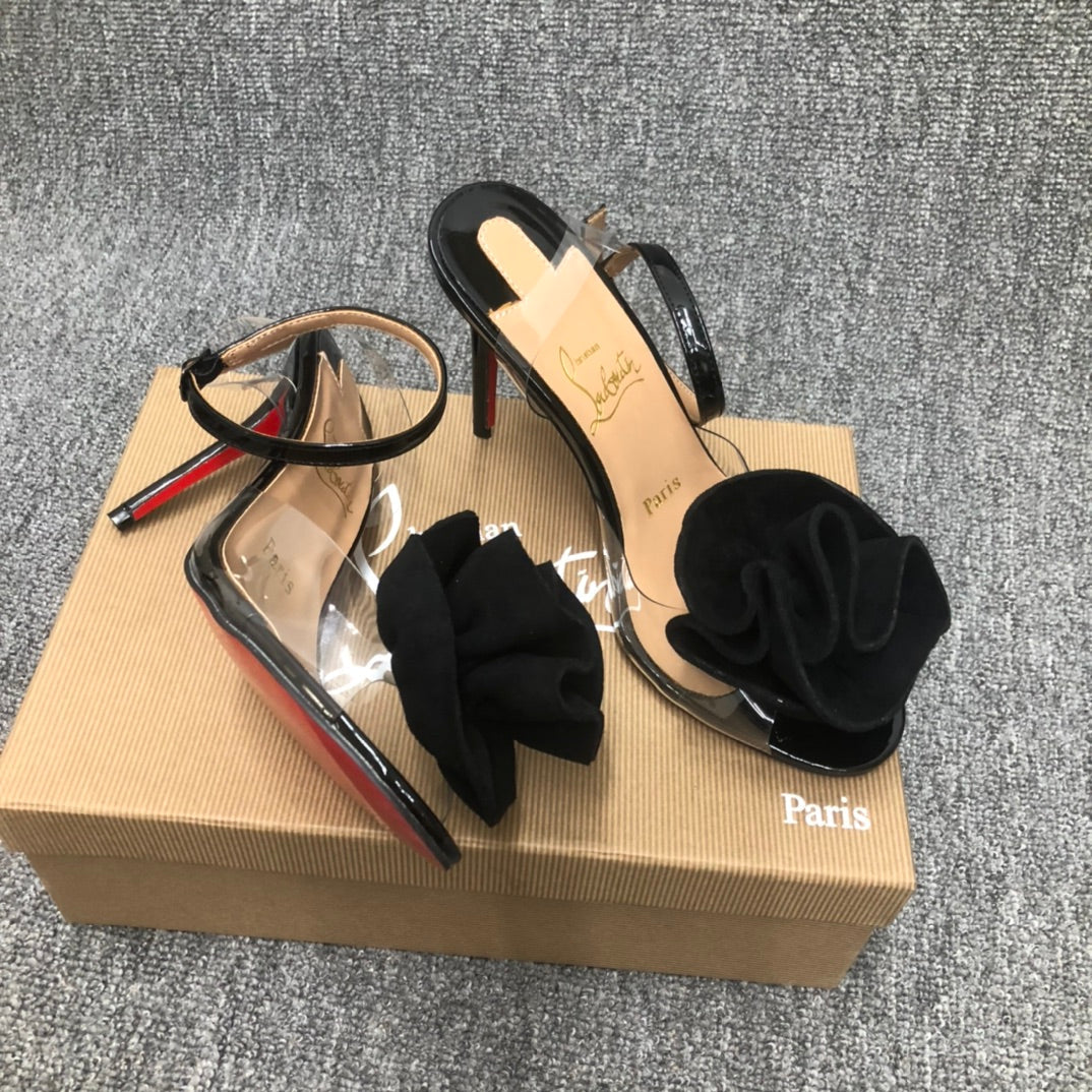 Christia** Loubout** flower high heels