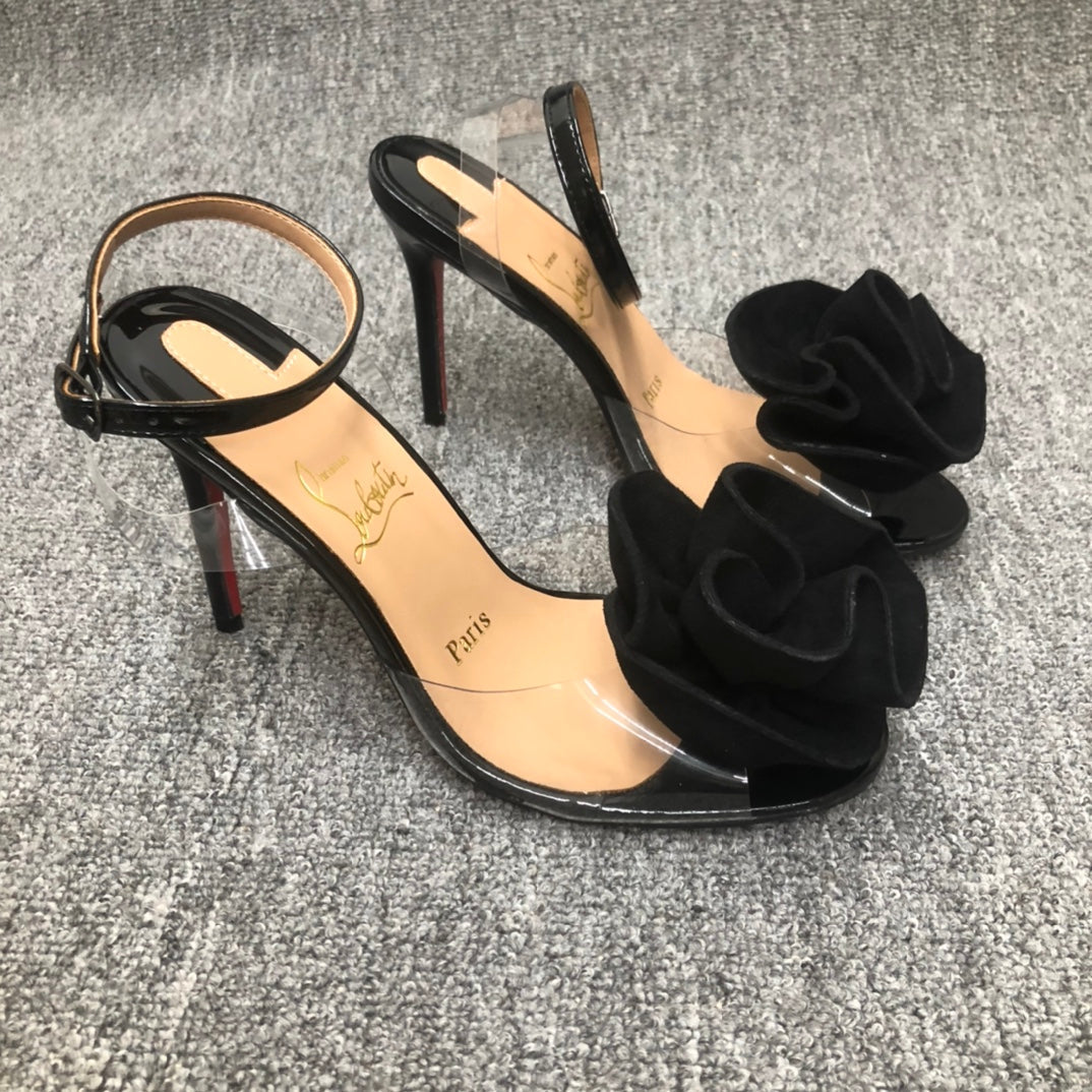 Christia** Loubout** flower high heels