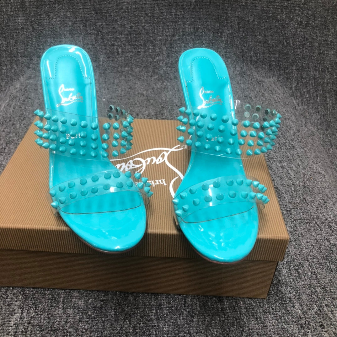 Christia** Loubout** new high-heeled sandals with rivets