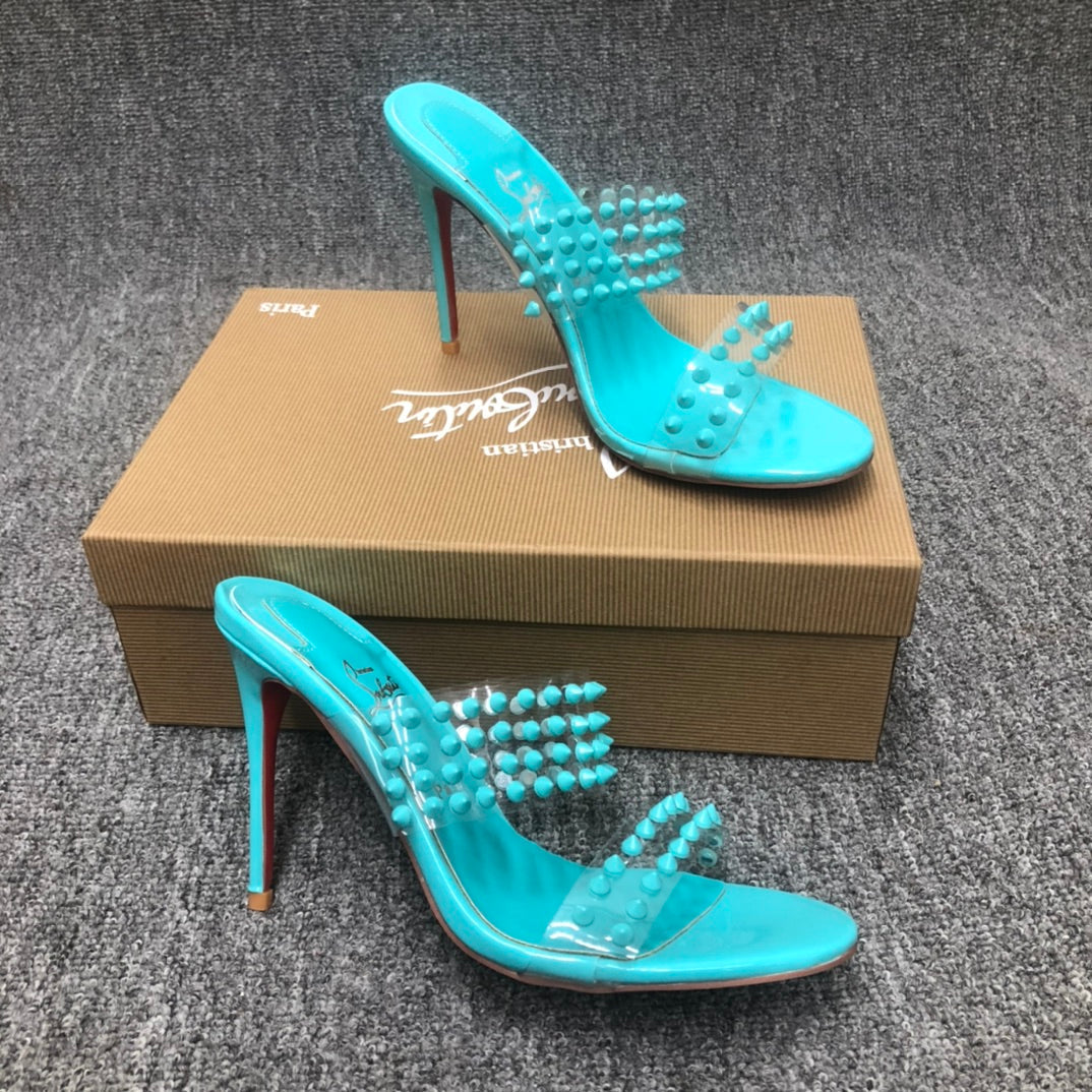 Christia** Loubout** new high-heeled sandals with rivets